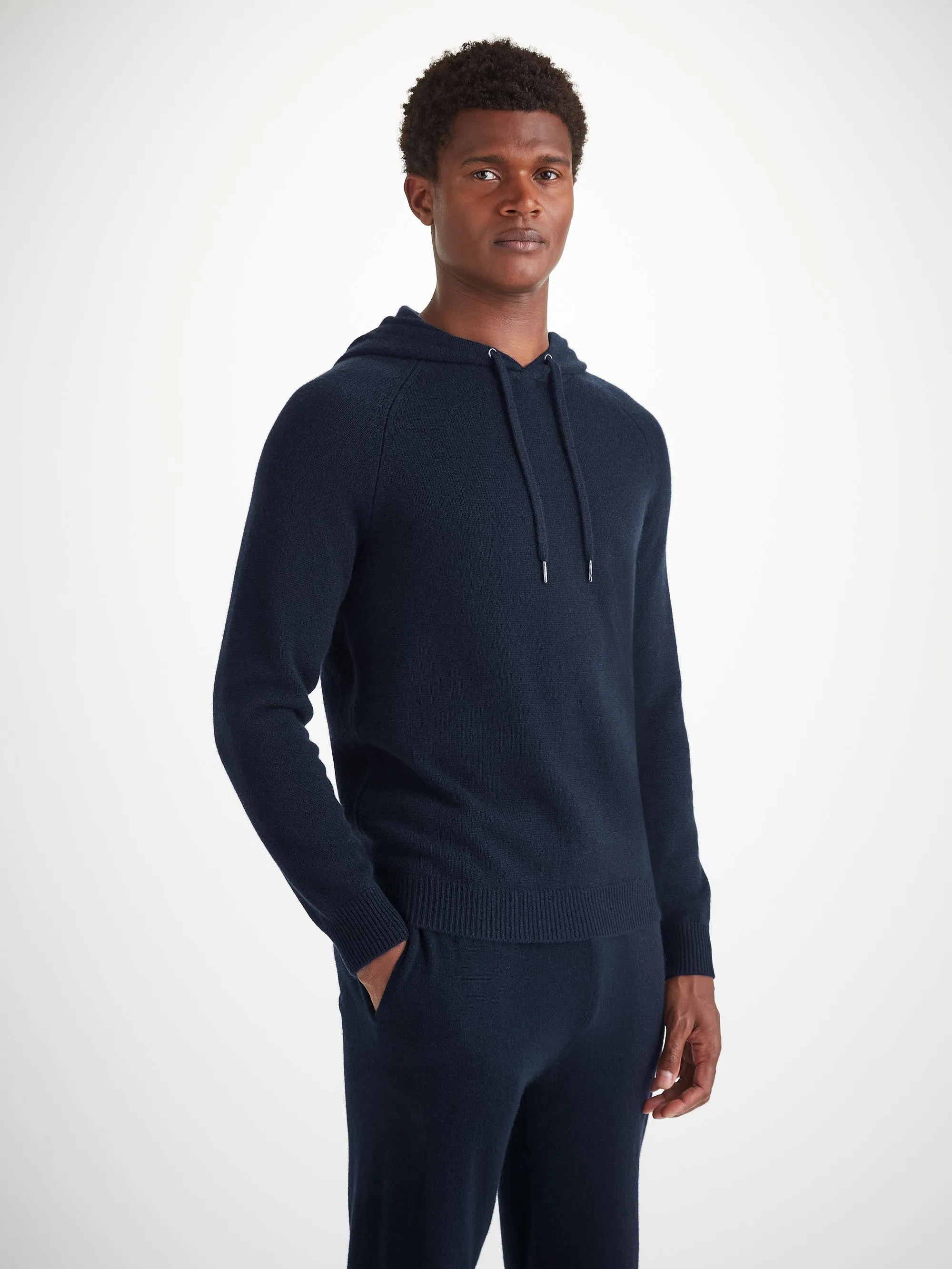 Men's Pullover Hoodie and Track Pants Cashmere Navy Set sold by Derek Rose product image thumbnail 3