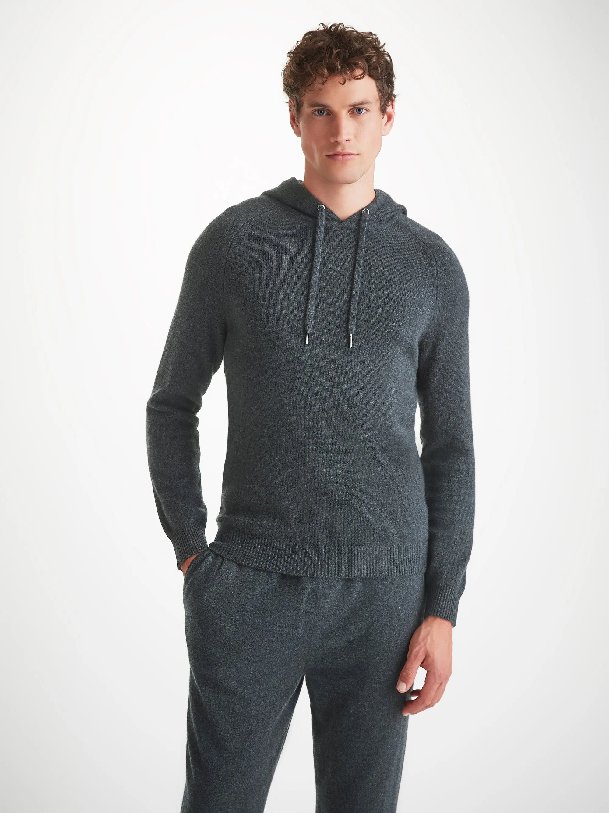 Men's Pullover Hoodie and Track Pants Cashmere Charcoal Set sold by Derek Rose product image thumbnail 3