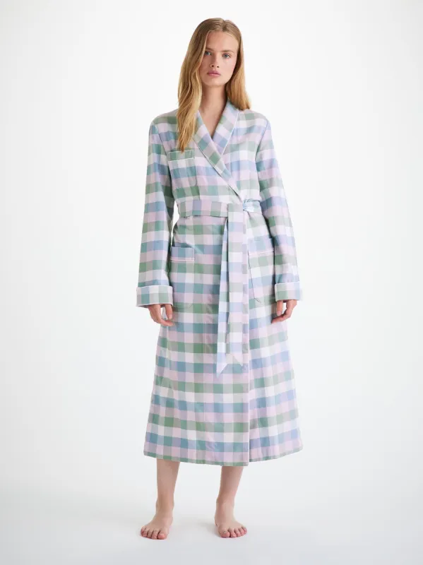 Women's Long Robe Kelburn 45 Brushed Cotton Green sold by Derek Rose