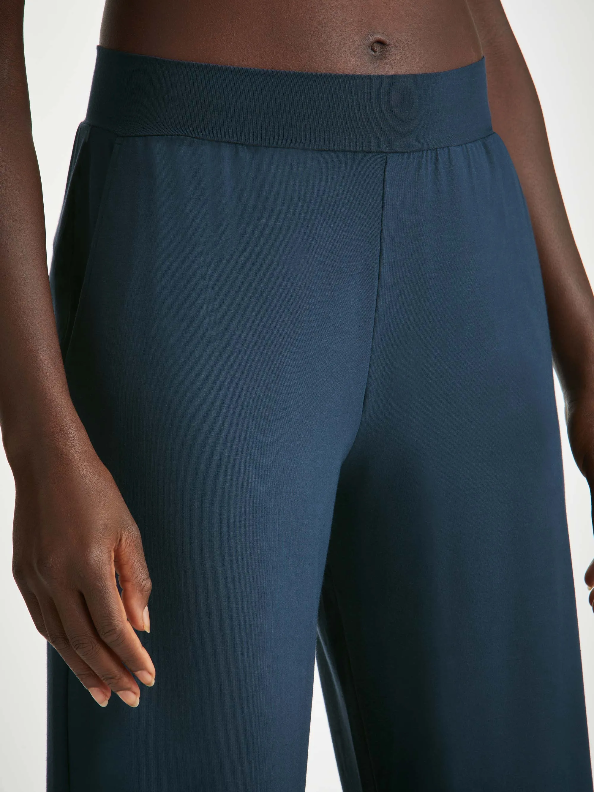 Women's V-Neck T-Shirt and Lounge Trousers Navy Set sold by Derek Rose product image thumbnail 4