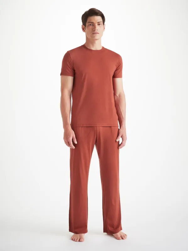 Men's Basel T-Shirt and Lounge Trousers Rust Red Set sold by Derek Rose