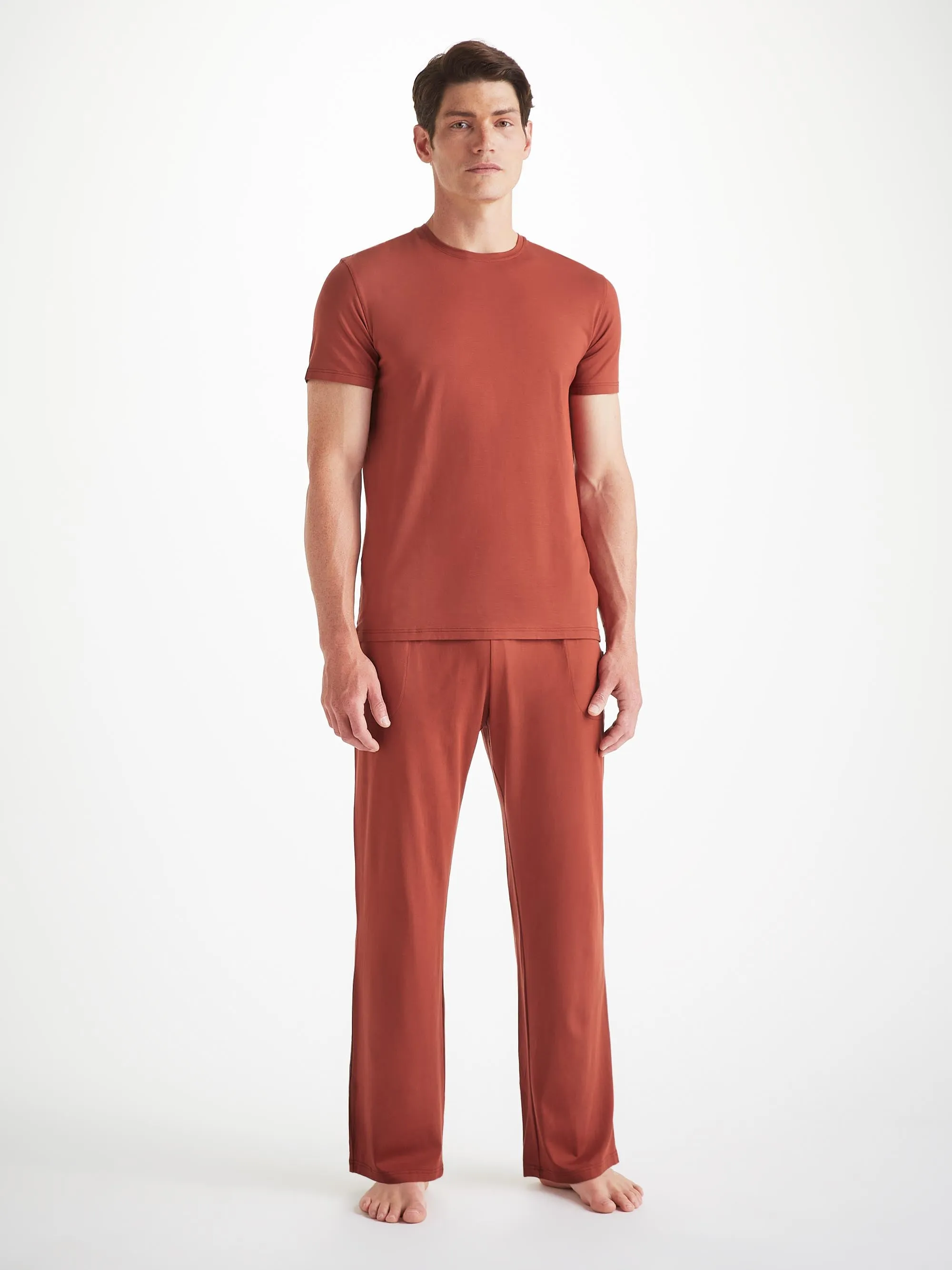 Men's Basel T-Shirt and Lounge Trousers Rust Red Set sold by Derek Rose
