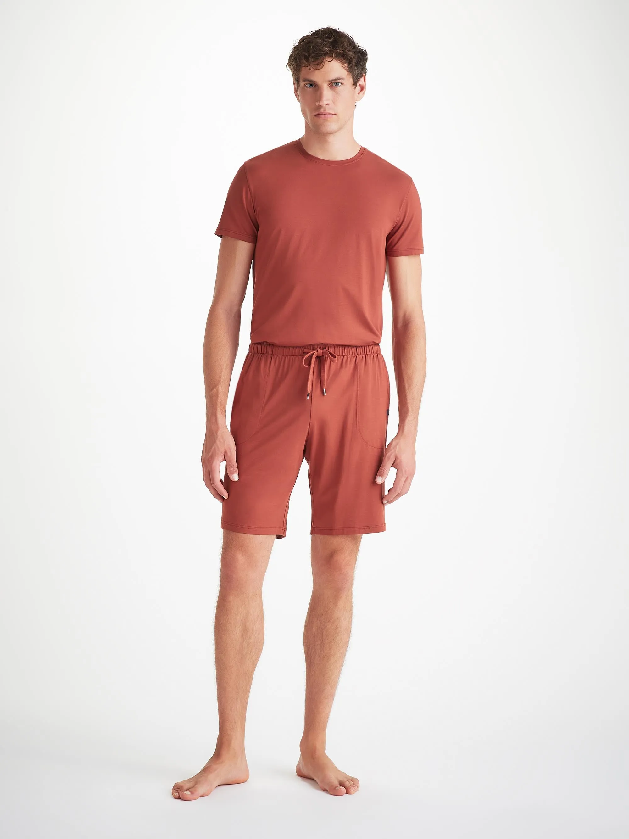 Men's Basel T-Shirt and Lounge Shorts Rust Red Set sold by Derek Rose