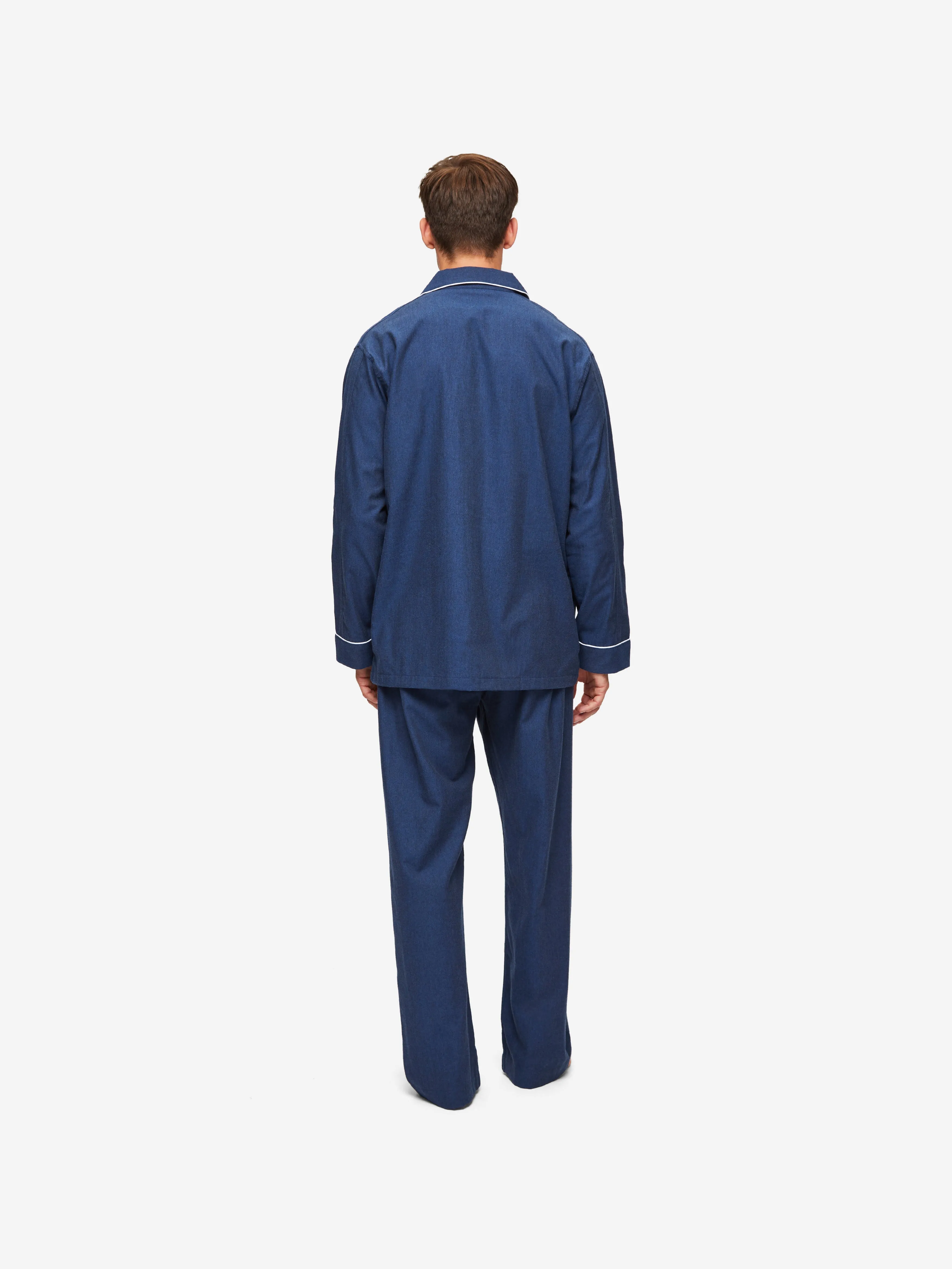 Men's Classic Fit Pajamas Balmoral 3 Brushed Cotton Navy sold by Derek Rose product image thumbnail 5