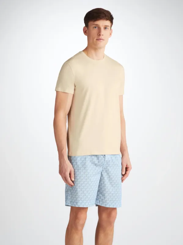 Men's Lounge Shorts Ledbury 72 Cotton Batiste Blue sold by Derek Rose