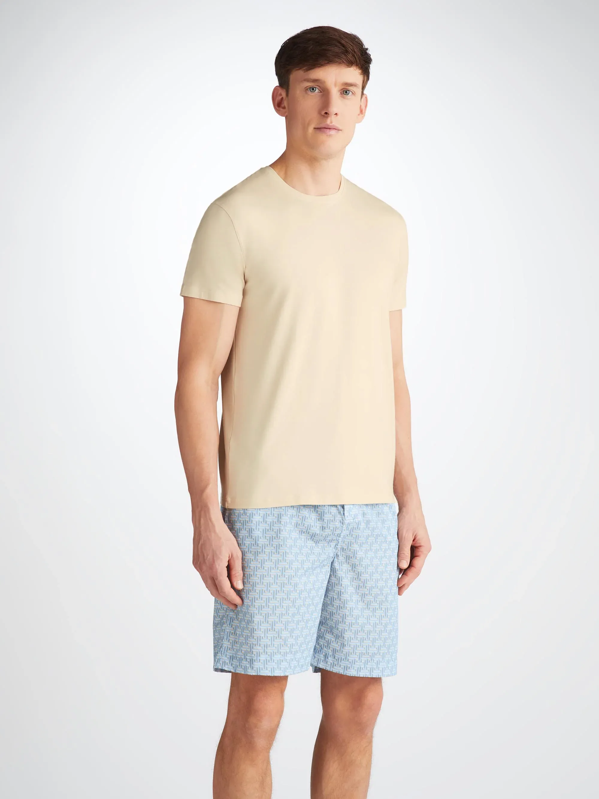 Men's Lounge Shorts Ledbury 72 Cotton Batiste Blue sold by Derek Rose