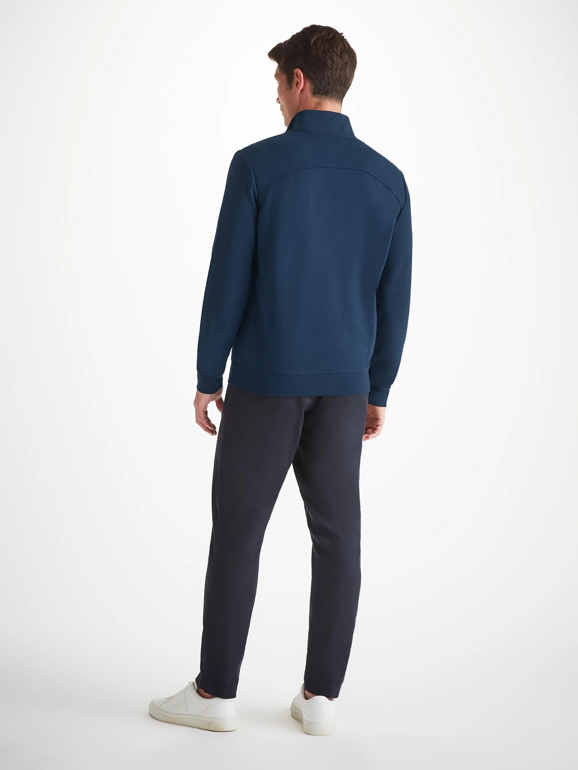 Men's Half-Zip Pullover Quinn Cotton Modal Navy sold by Derek Rose product image thumbnail 4