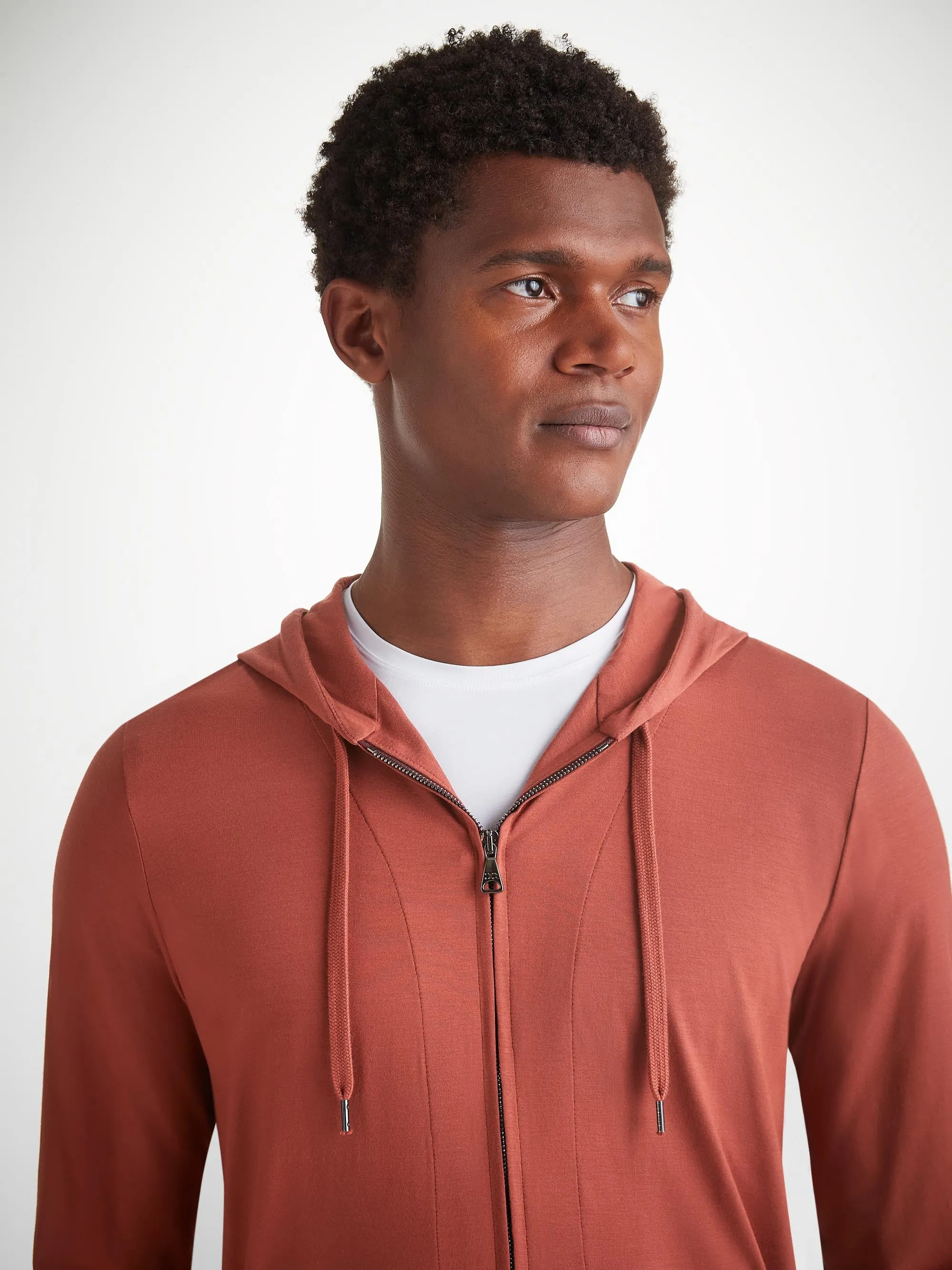 Men's Hoodie Basel Micro Modal Stretch Rust Red sold by Derek Rose product image thumbnail 5