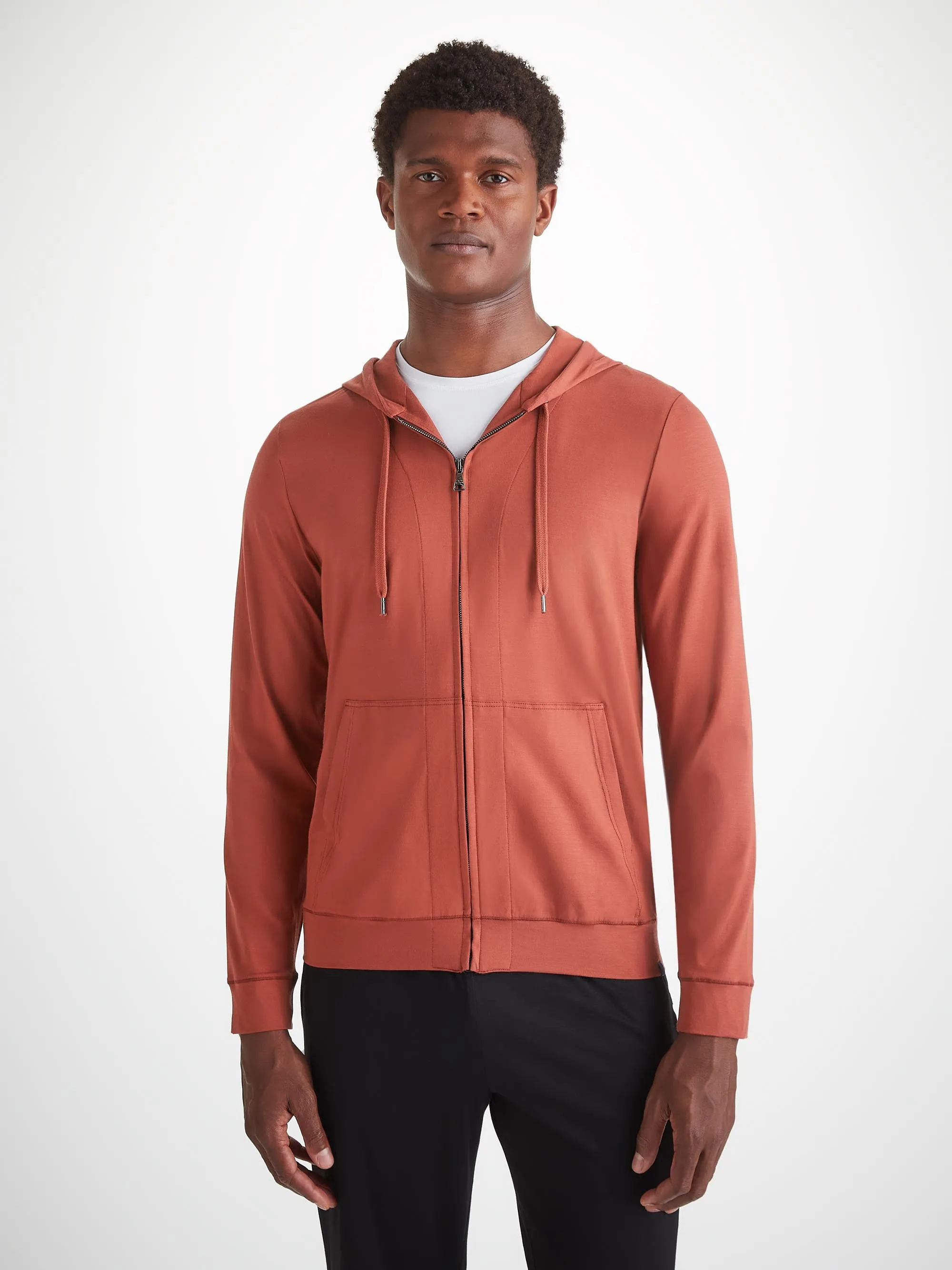 Men's Hoodie Basel Micro Modal Stretch Rust Red sold by Derek Rose product image thumbnail 3