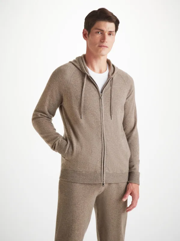 Men's Zip Up Hoodie Finley Cashmere Mole Heather sold by Derek Rose