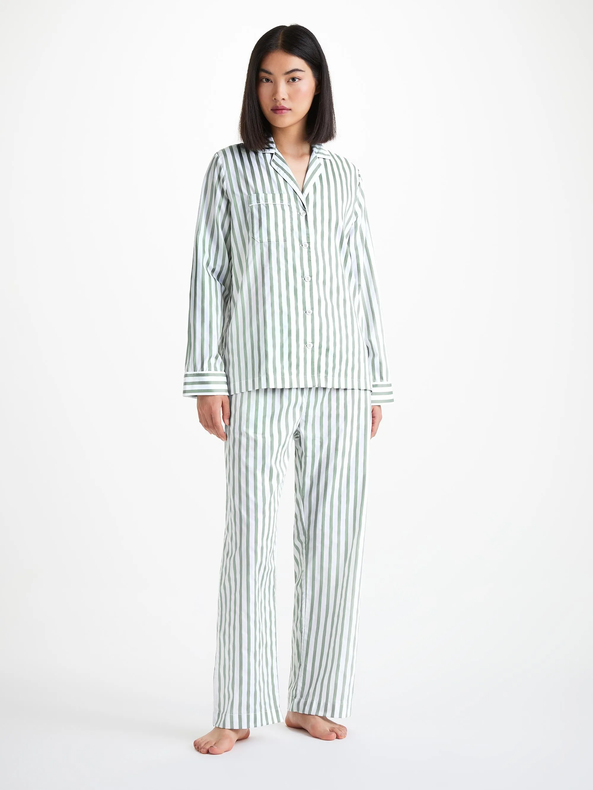 Women's Pajamas Capri 24 Cotton Batiste Green sold by Derek Rose