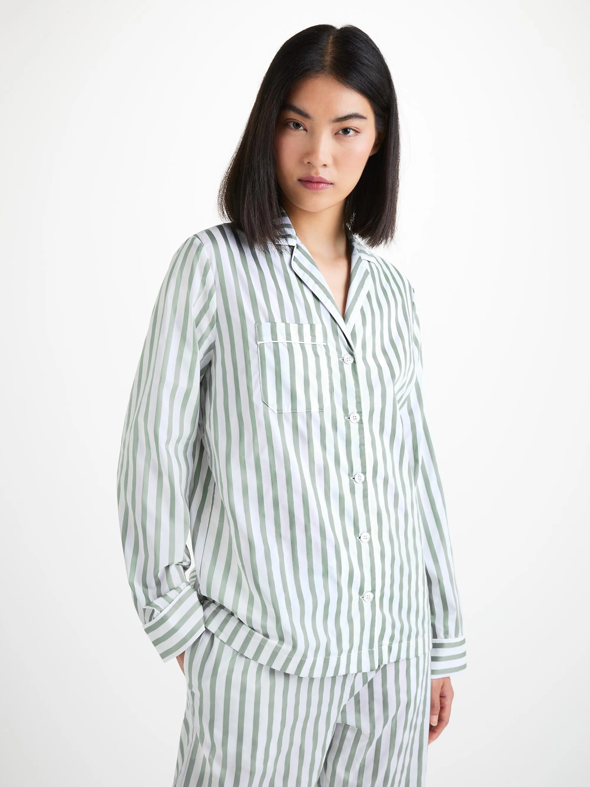 Women's Pajamas Capri 24 Cotton Batiste Green sold by Derek Rose product image thumbnail 3