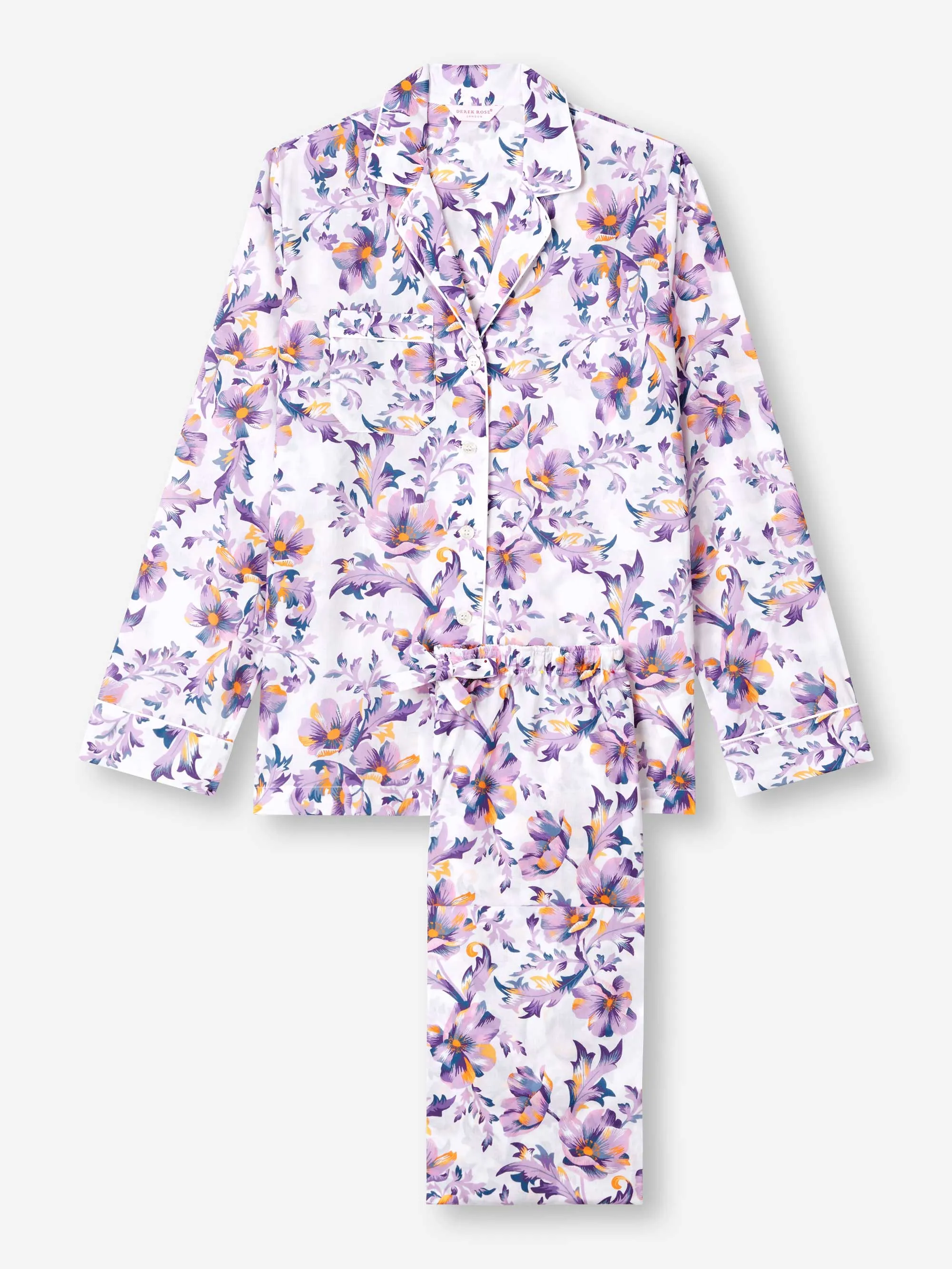 Women's Pajamas Cotton Batiste White Wildflower Print sold by Derek Rose product image thumbnail 2