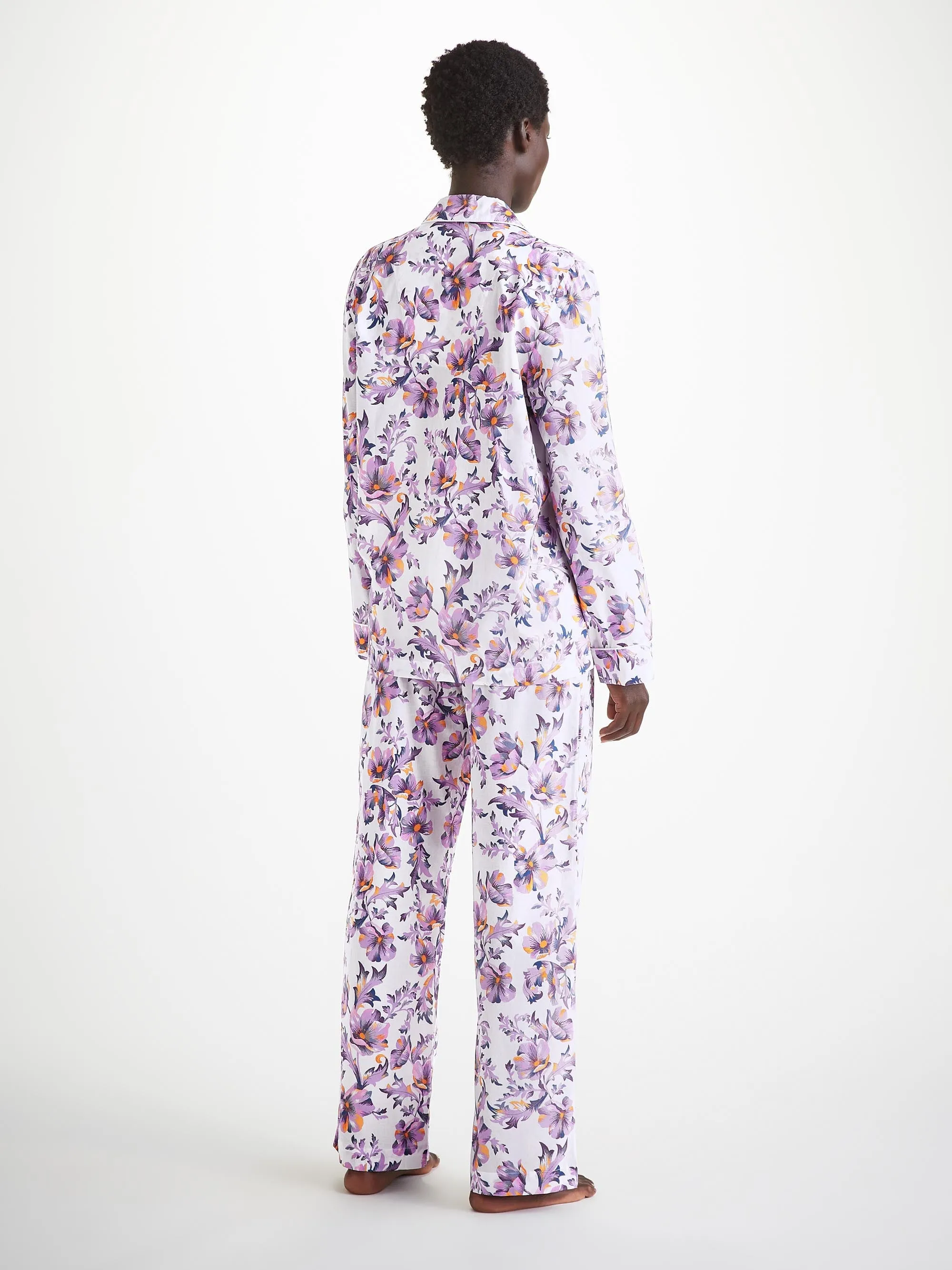 Women's Pajamas Cotton Batiste White Wildflower Print sold by Derek Rose product image thumbnail 4