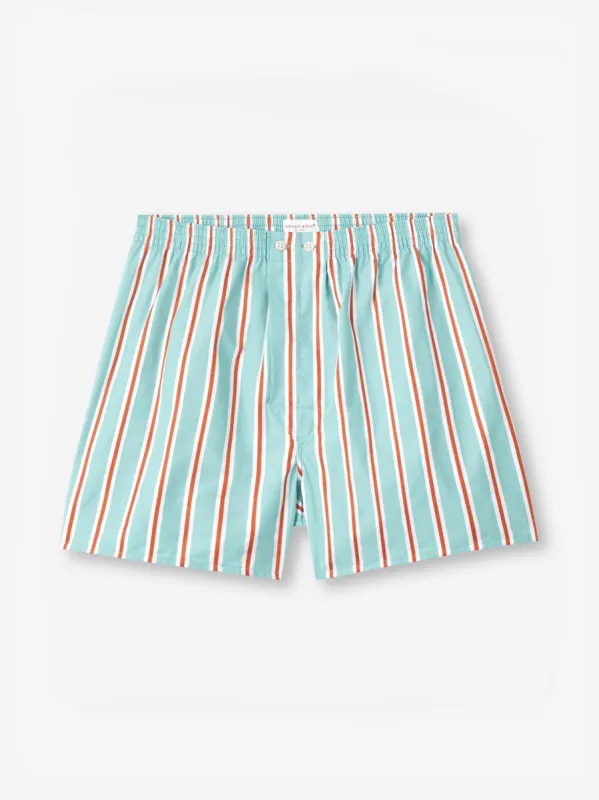 Men's Classic Fit Boxers Royal 223 Cotton Turquoise sold by Derek Rose