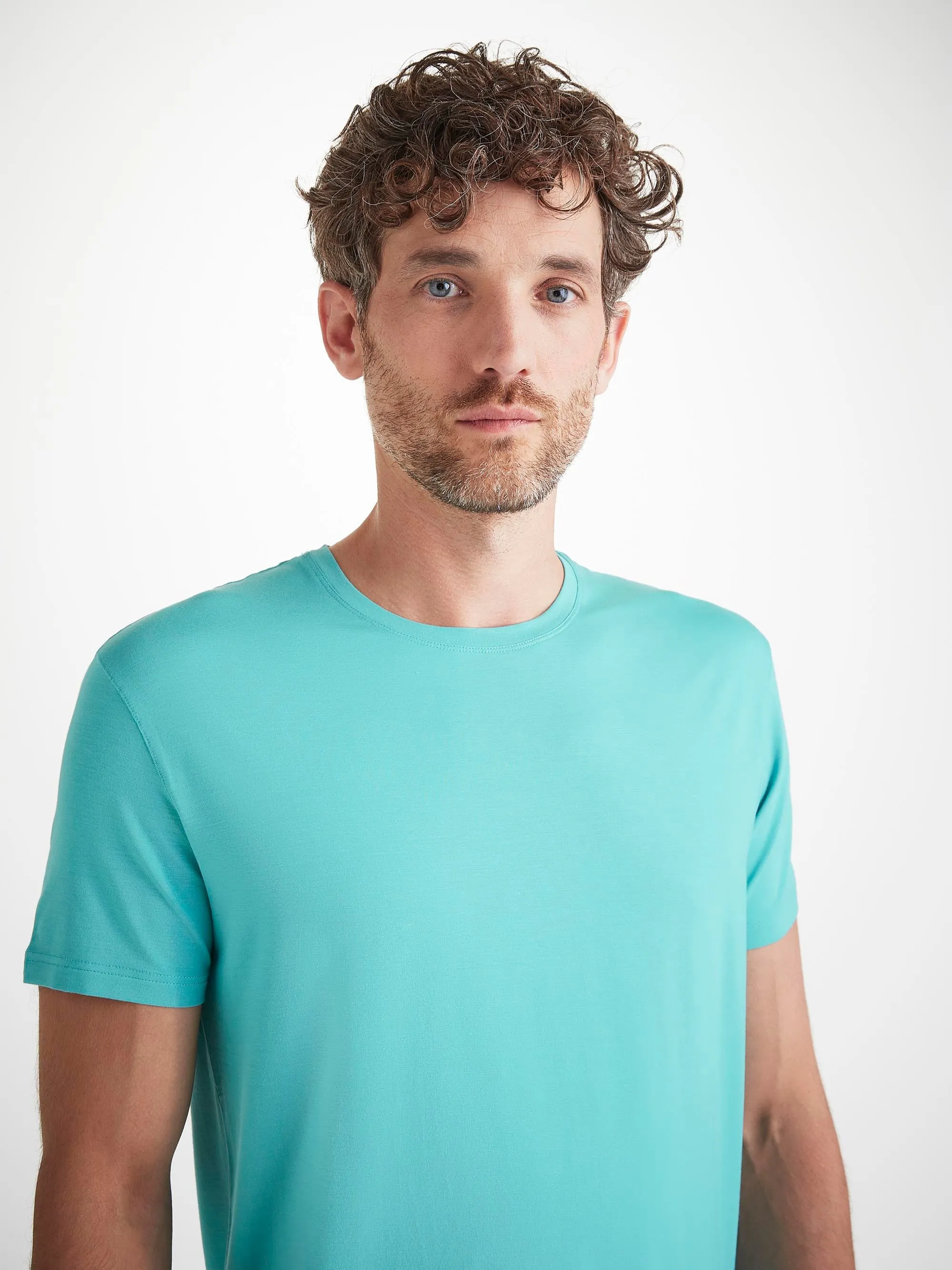 Men's T-Shirt Basel Micro Modal Stretch Turquoise sold by Derek Rose product image thumbnail 5