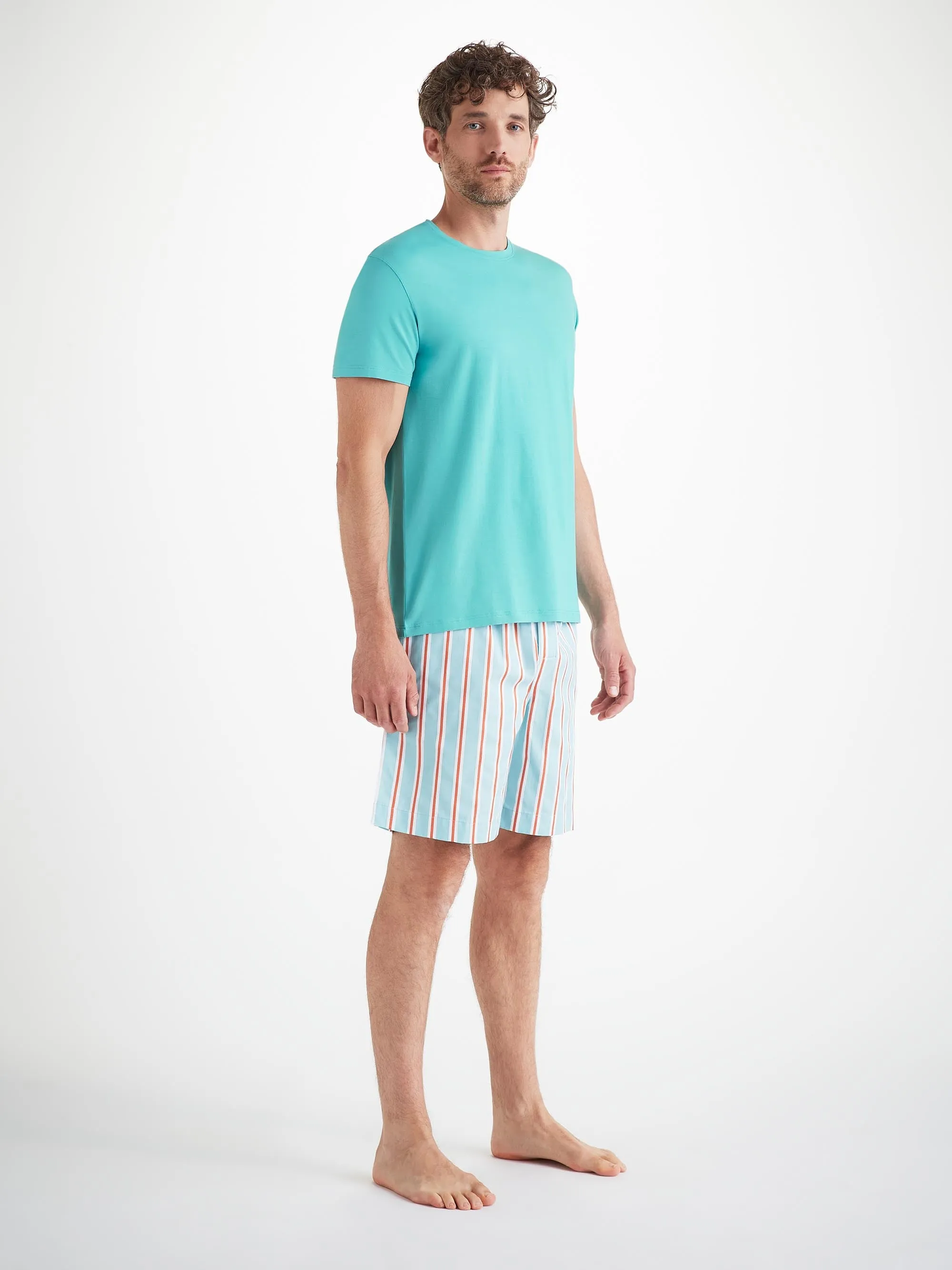 Men's T-Shirt Basel Micro Modal Stretch Turquoise sold by Derek Rose product image thumbnail 3