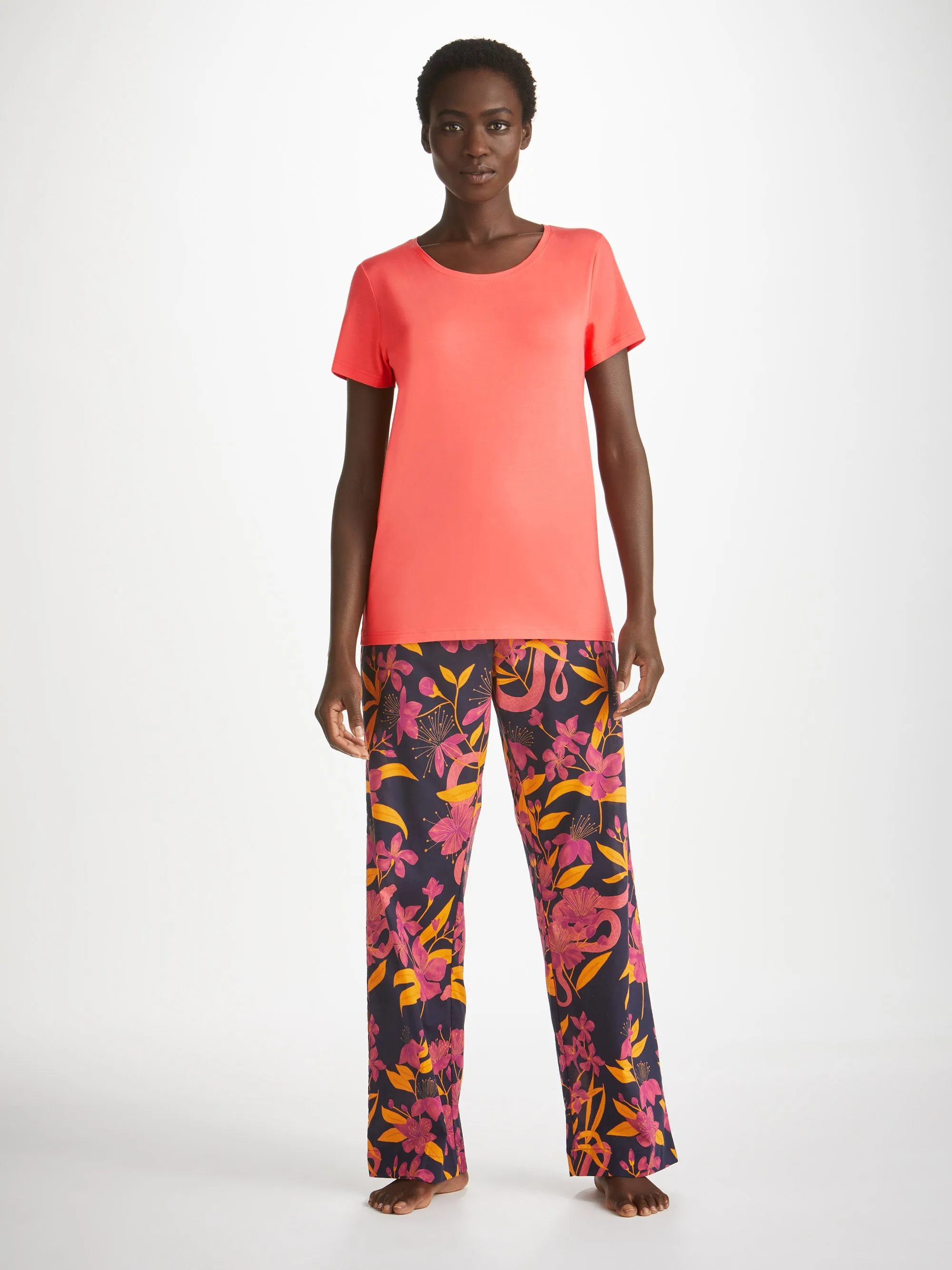 Women's T-Shirt Lara Micro Modal Stretch Coral sold by Derek Rose product image thumbnail 3