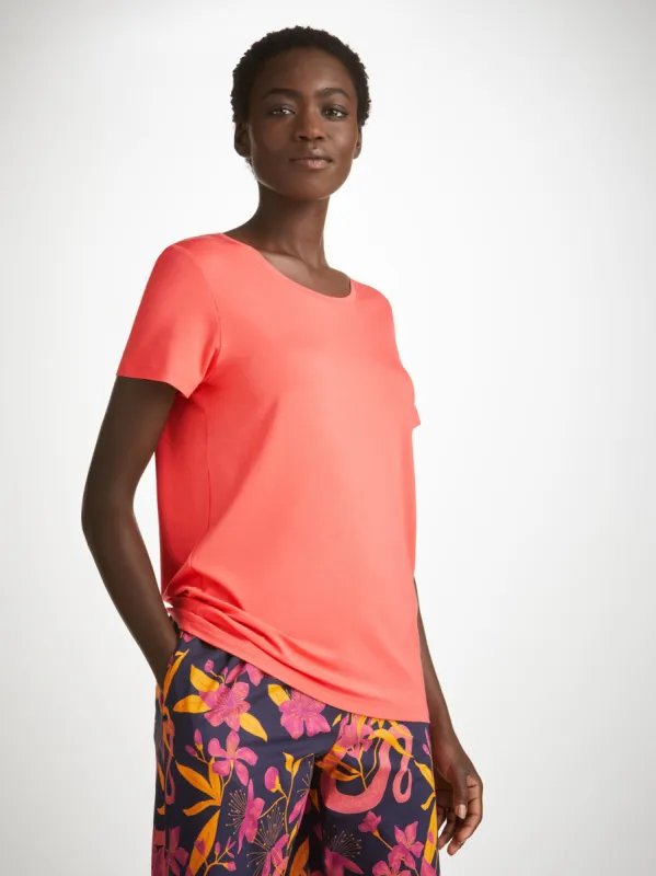 Women's T-Shirt Lara Micro Modal Stretch Coral sold by Derek Rose