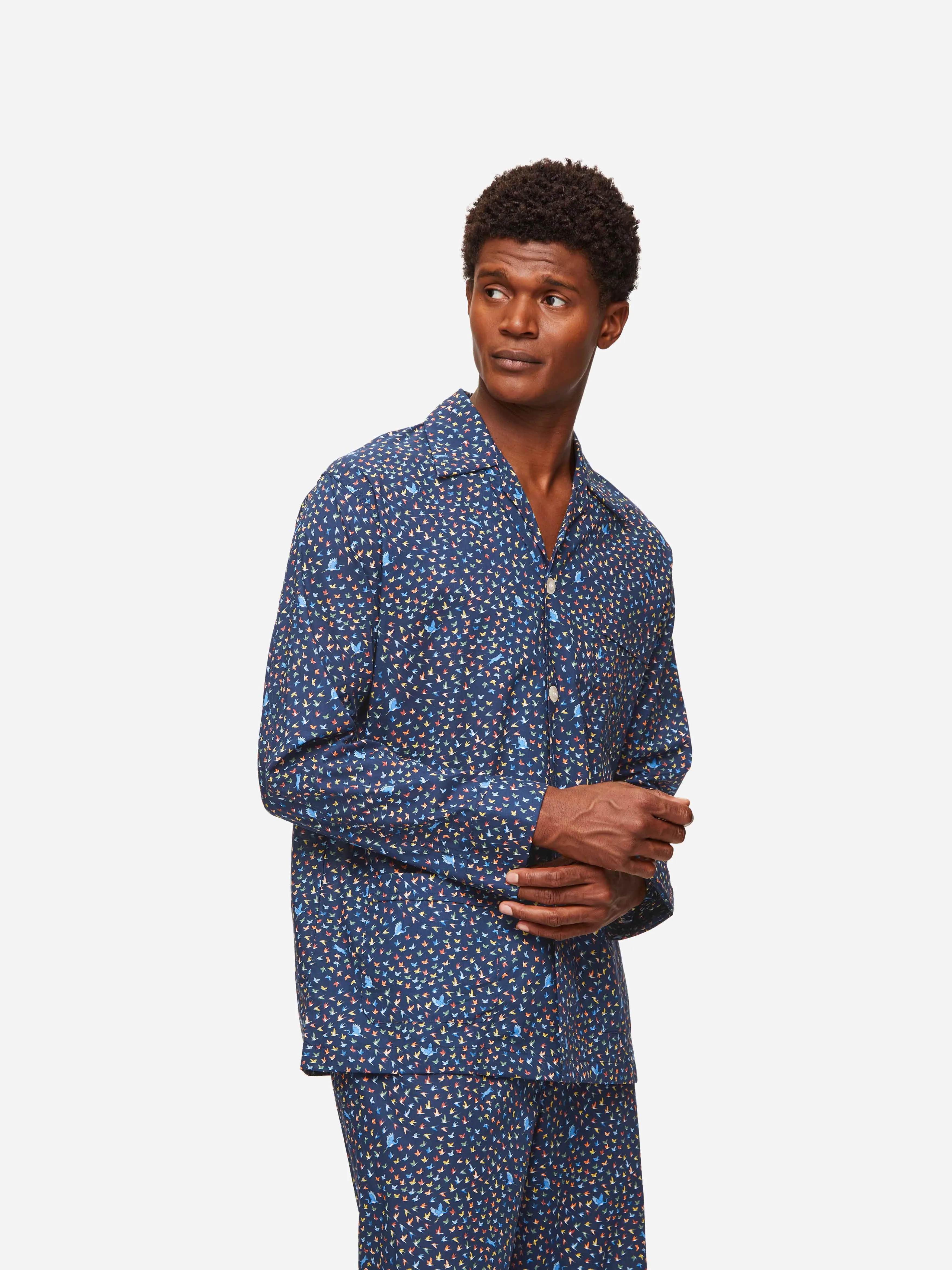 Men's Classic Fit Pyjamas Ledbury 58 Cotton Batiste Multi sold by Derek Rose product image thumbnail 3