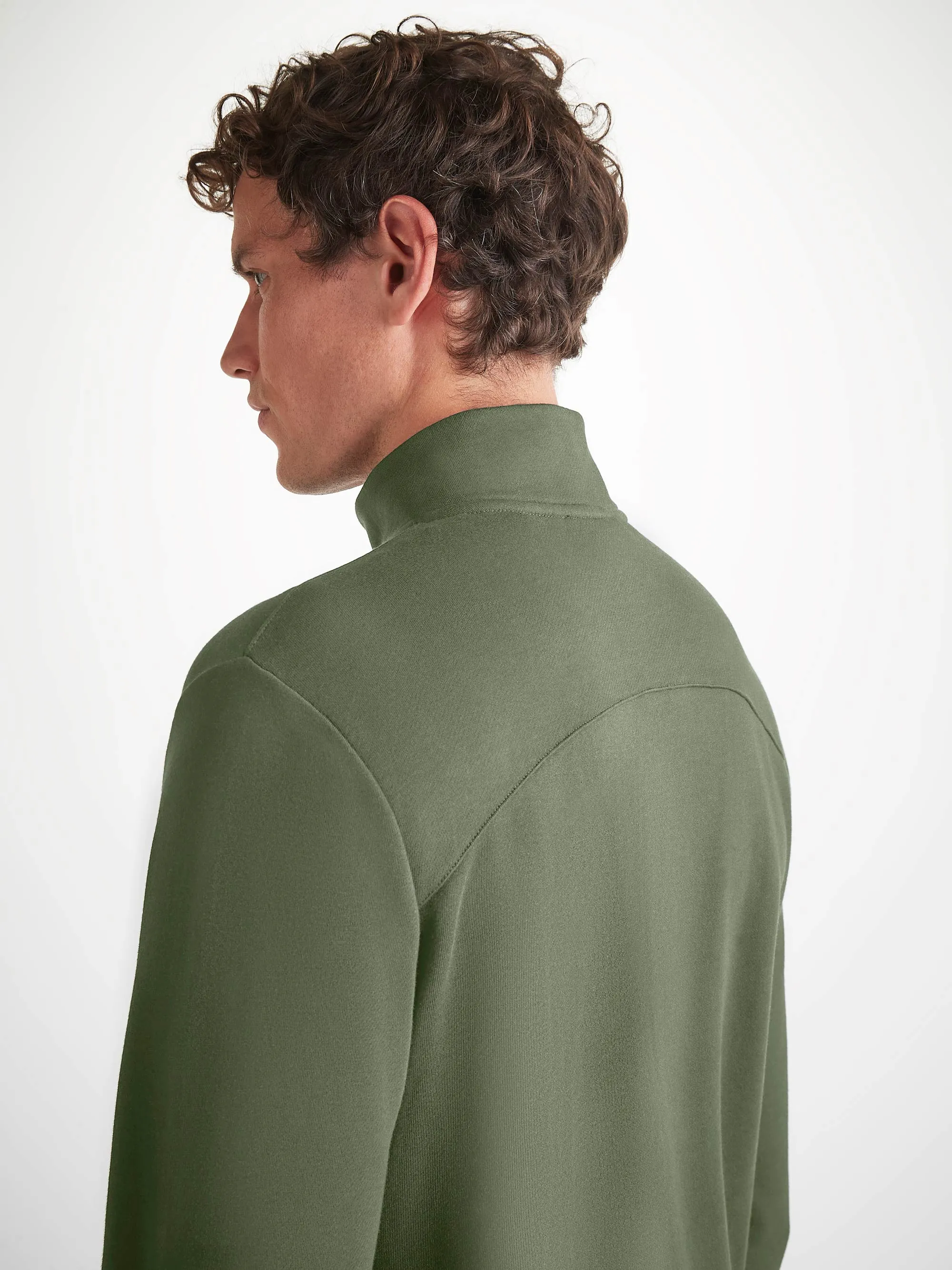 Men's Half-Zip Pullover Quinn Cotton Modal Soft Green sold by Derek Rose product image thumbnail 5
