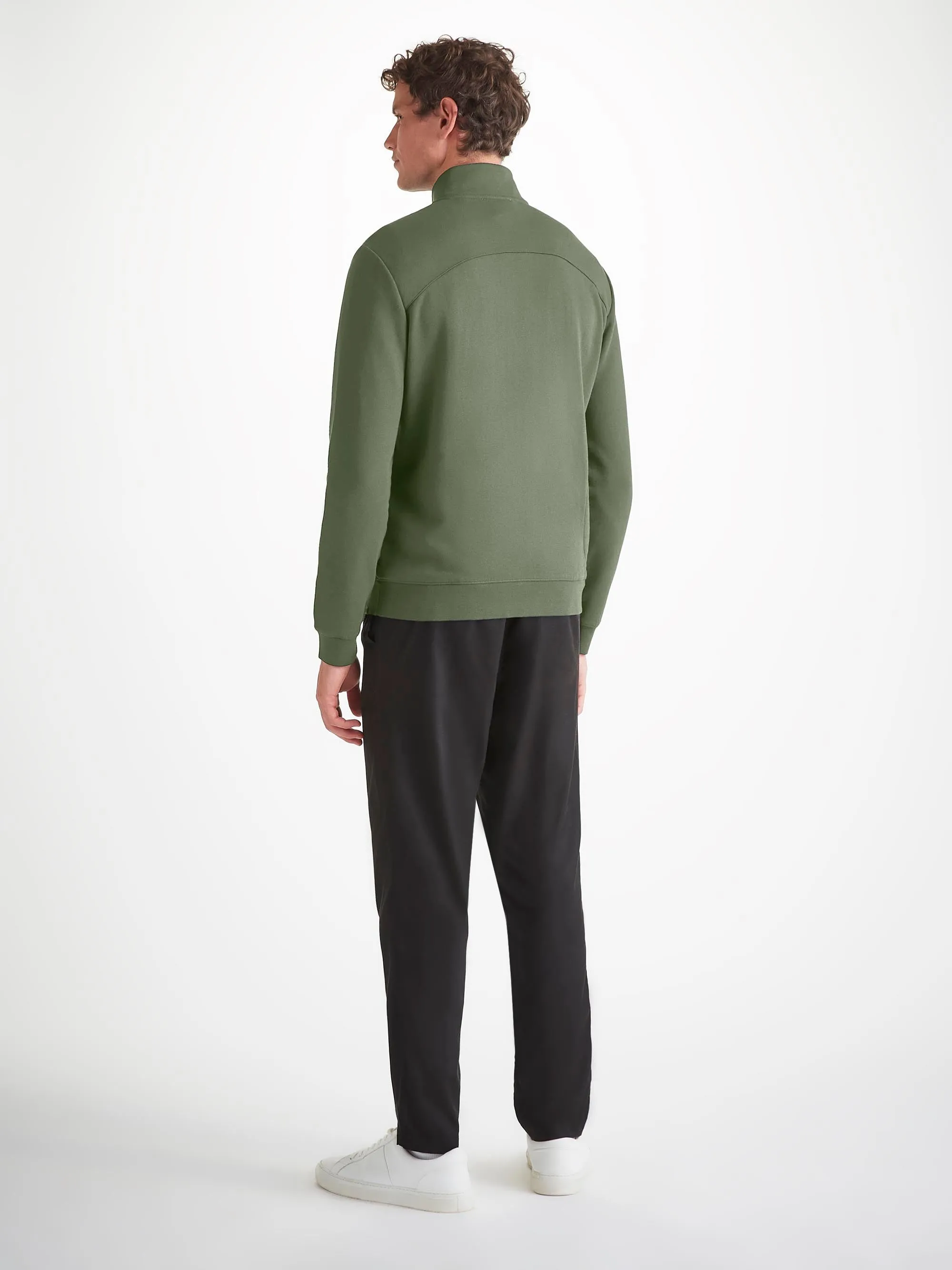 Men's Half-Zip Pullover Quinn Cotton Modal Soft Green sold by Derek Rose product image thumbnail 4