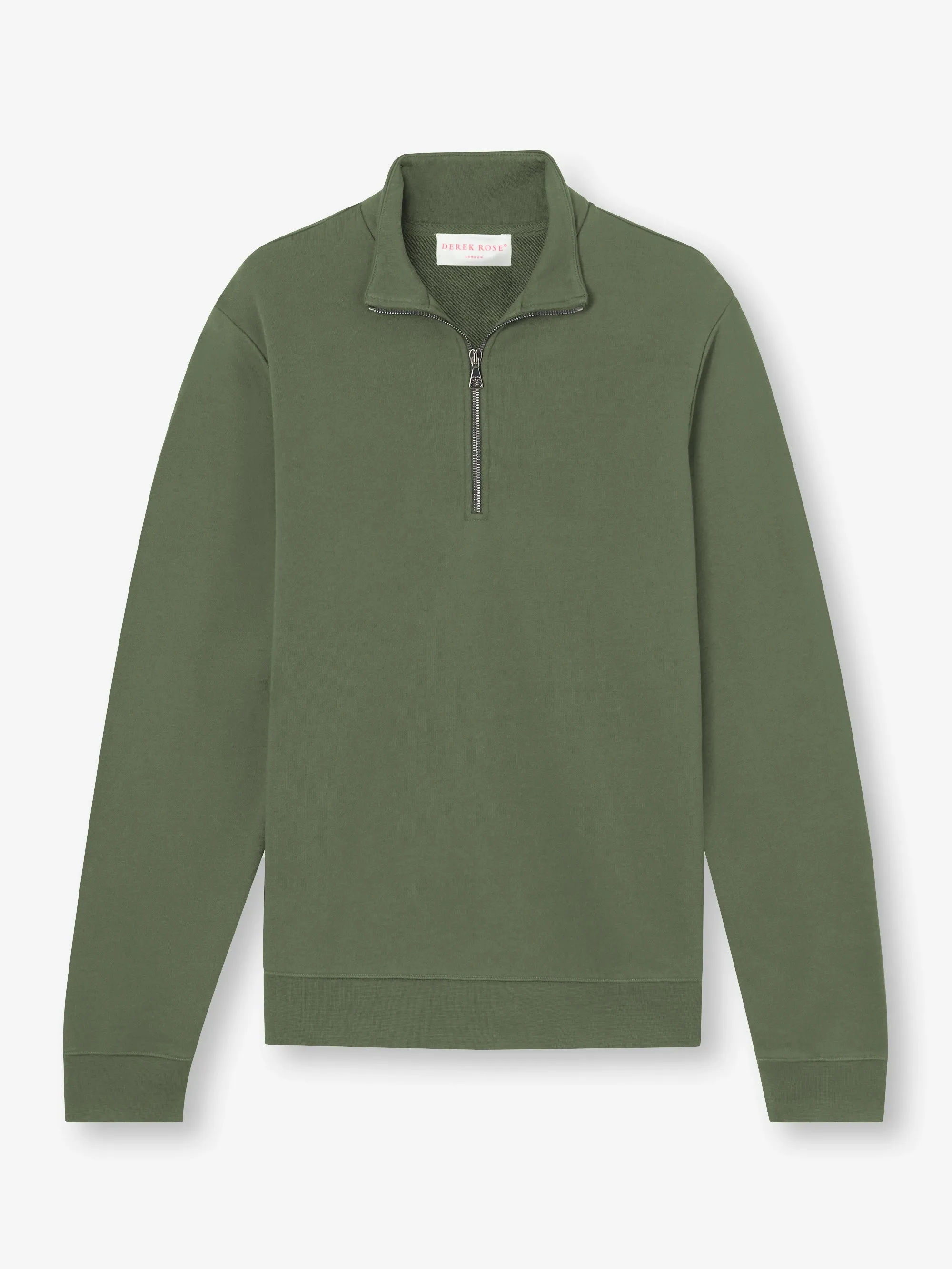 Men's Half-Zip Pullover Quinn Cotton Modal Soft Green sold by Derek Rose product image thumbnail 2