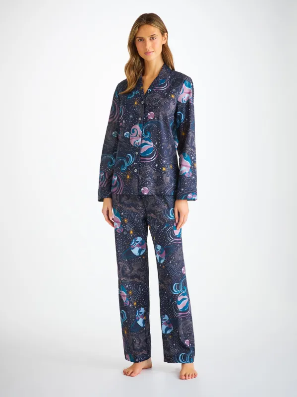 Women's Pajamas Ledbury 76 Cotton Batiste Navy sold by Derek Rose