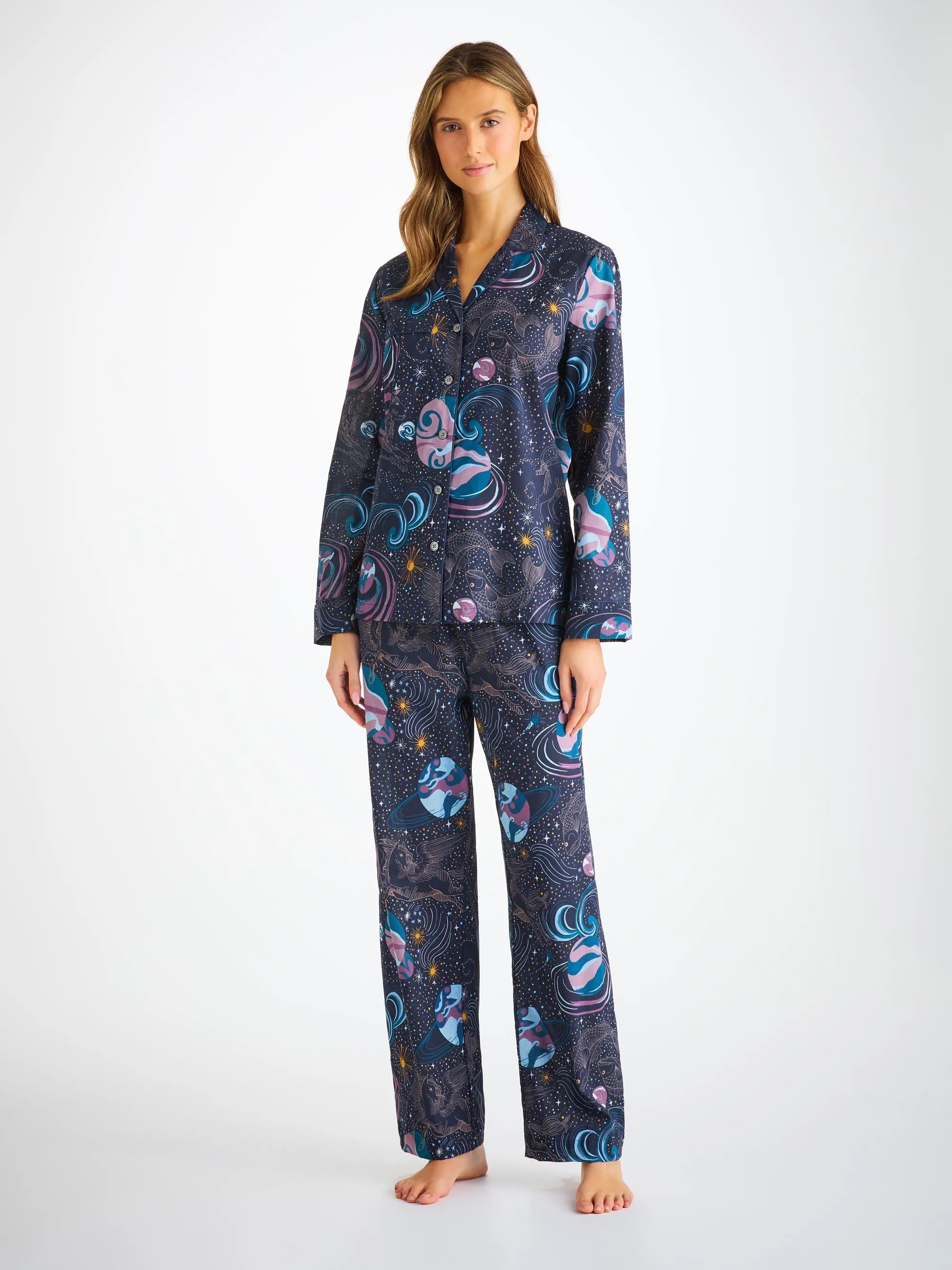 Women's Pajamas Ledbury 76 Cotton Batiste Navy sold by Derek Rose