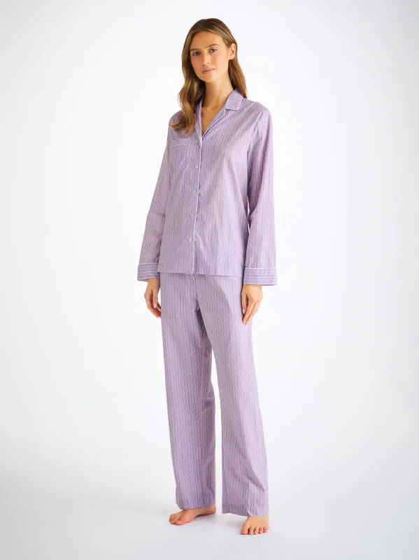 Women's Pajamas Cotton Batiste Lilac Rope Print sold by Derek Rose