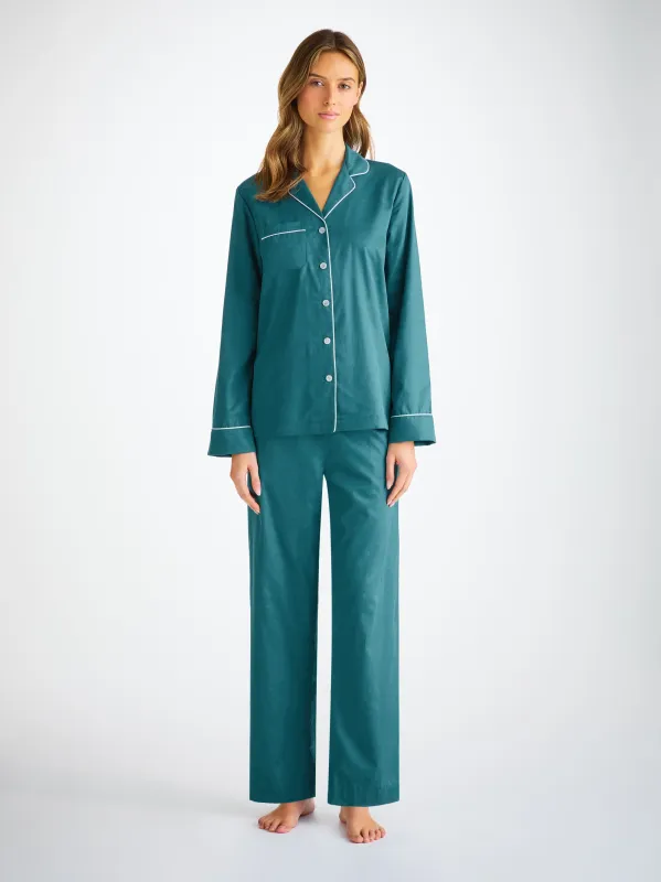 Women's Pajamas Cotton Jacquard Jungle Green Paisley Motif sold by Derek Rose