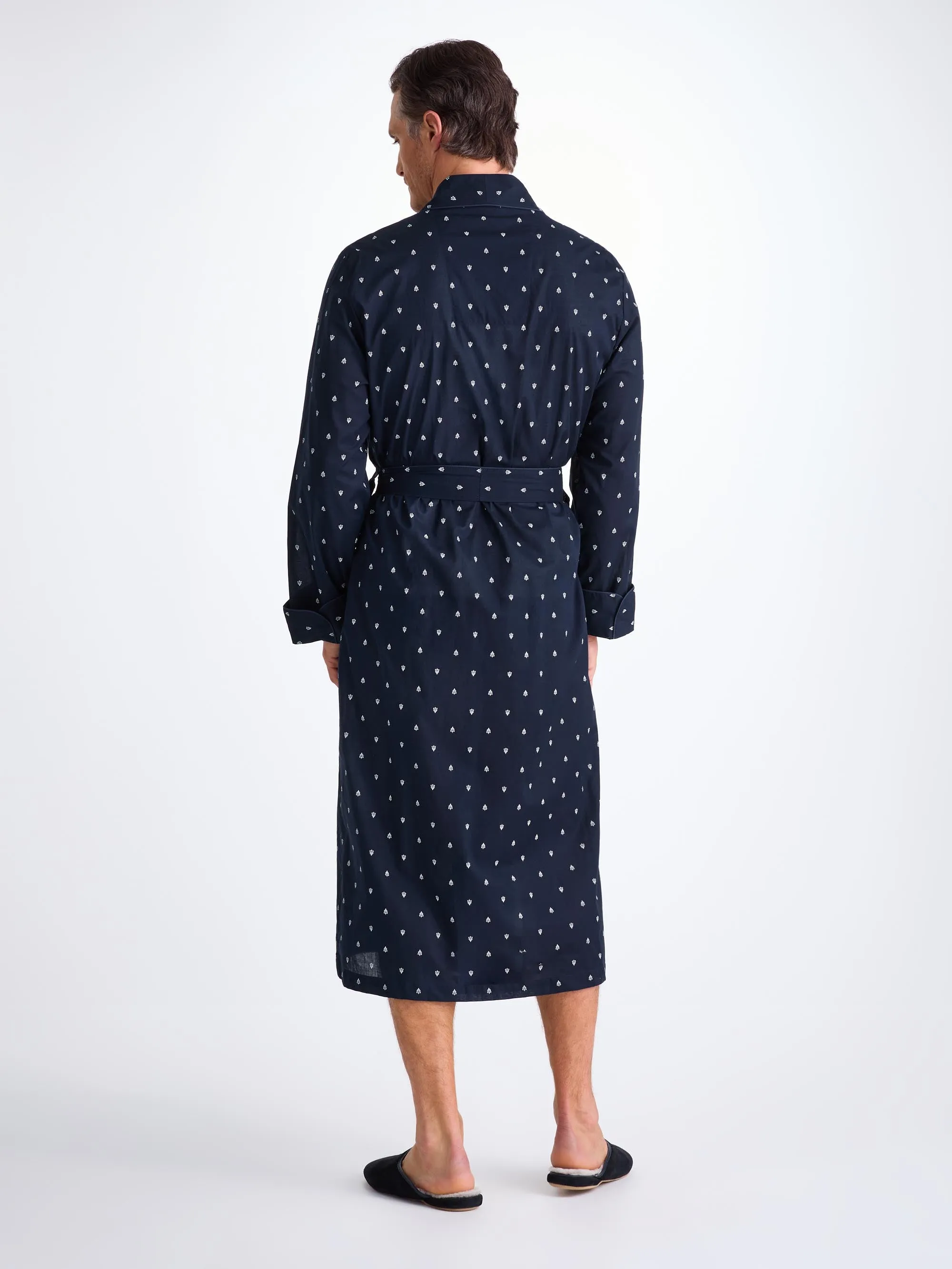Men's Robe Cotton Batiste Navy Paisley Motif sold by Derek Rose product image thumbnail 4