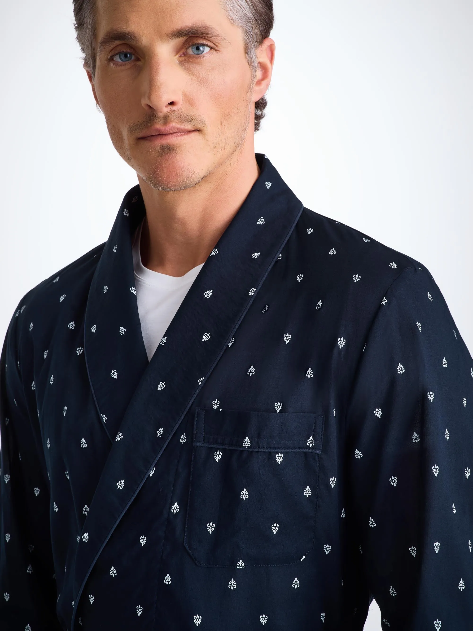 Men's Robe Cotton Batiste Navy Paisley Motif sold by Derek Rose product image thumbnail 5