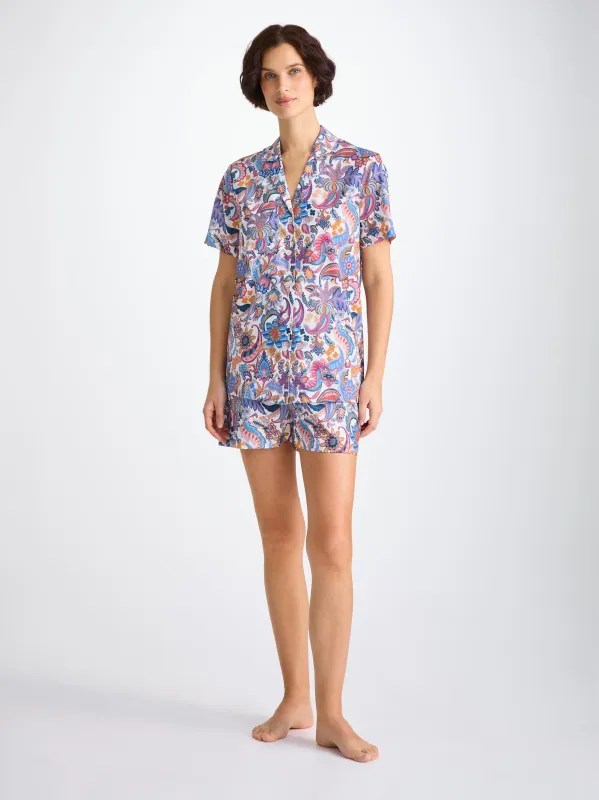 Women's Short Pajamas Cotton Batiste Multi Jungle Paisley Print sold by Derek Rose
