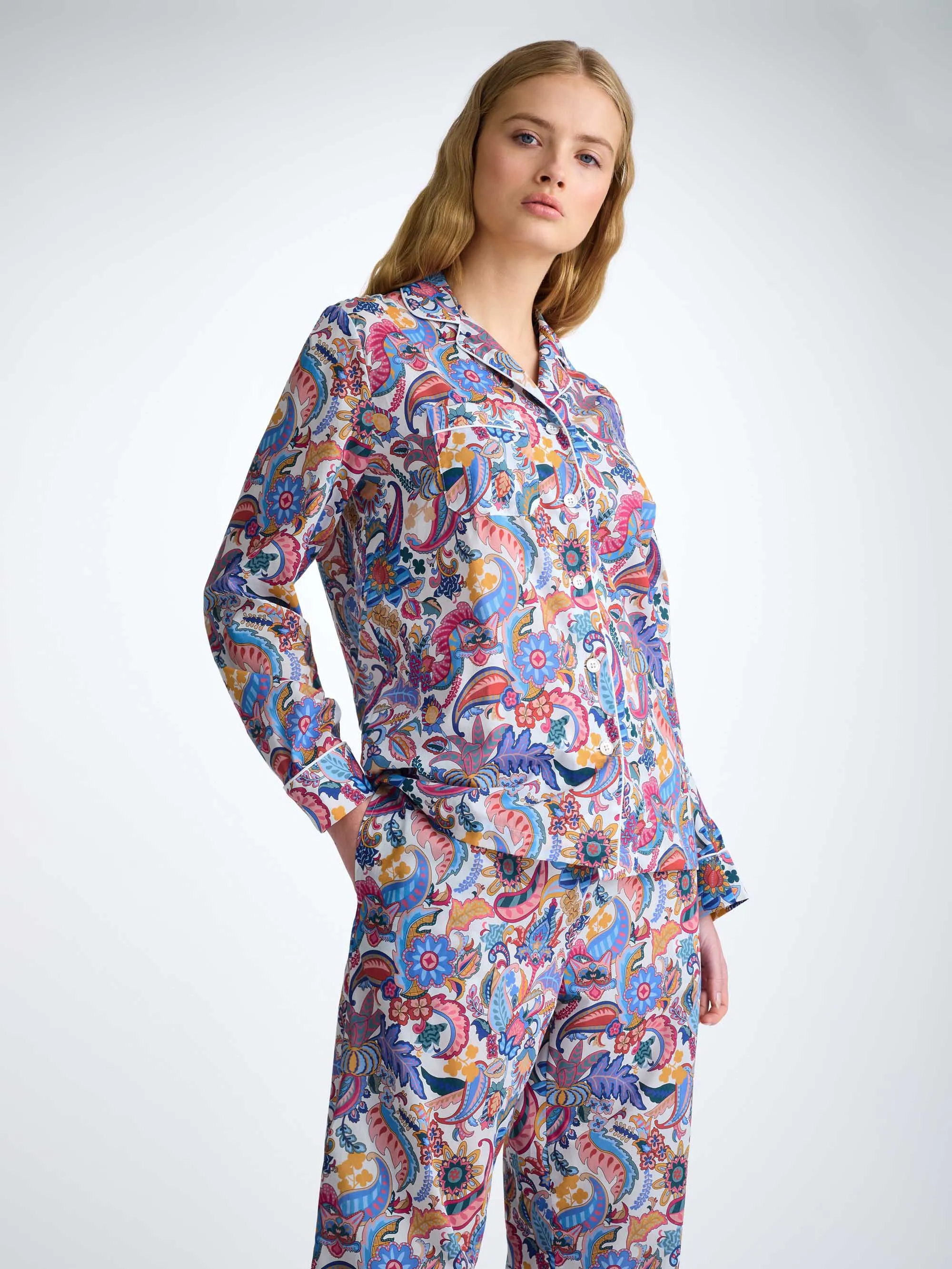 Women's Pajamas Cotton Batiste Multi Jungle Paisley Print sold by Derek Rose product image thumbnail 3