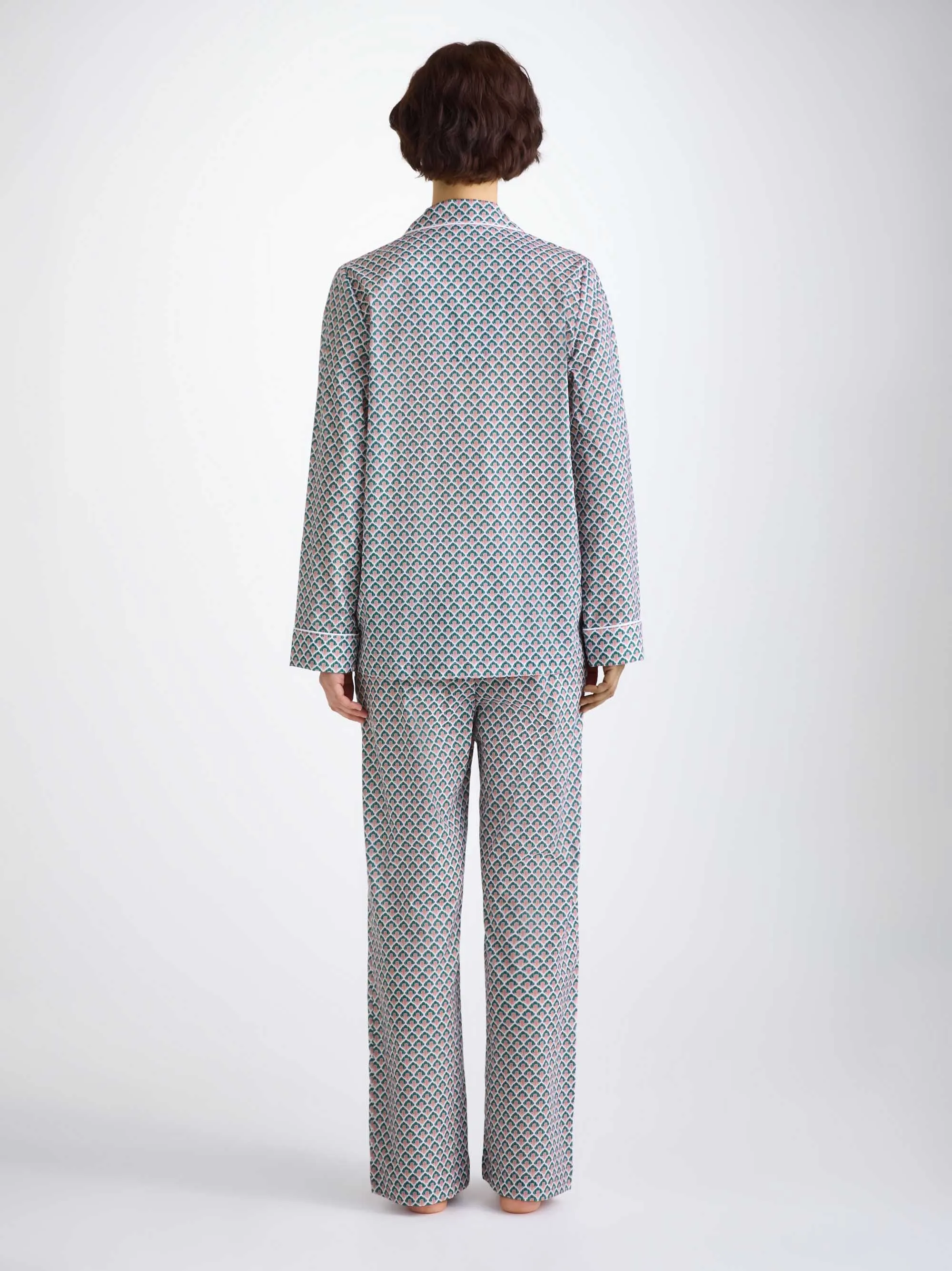 Women's Pajamas Cotton Batiste Jungle Green Scalloped Leaf Print sold by Derek Rose product image thumbnail 4