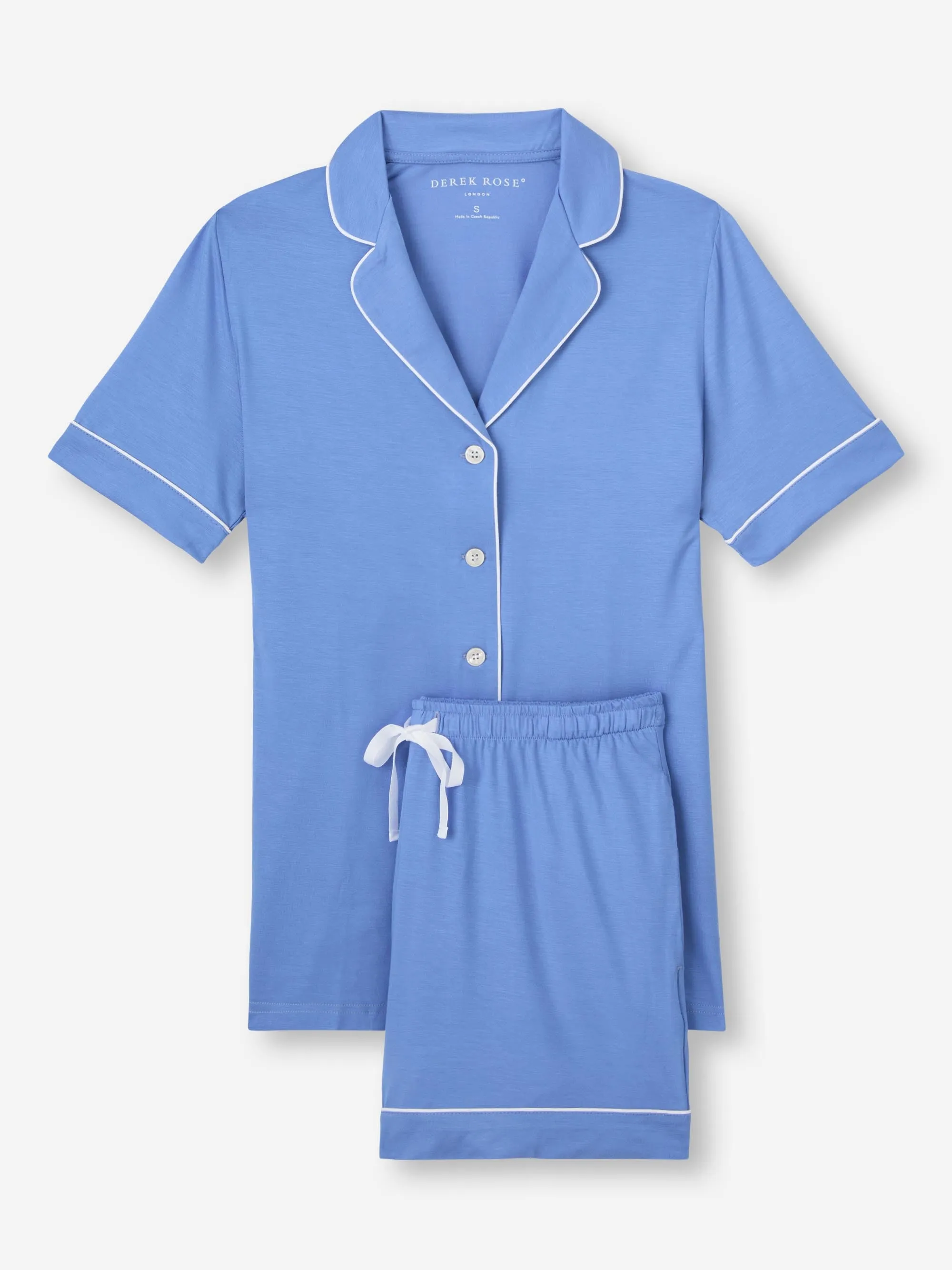 Women's Short Pajamas Lara Micro Modal Stretch Cornflower Blue sold by Derek Rose product image thumbnail 2