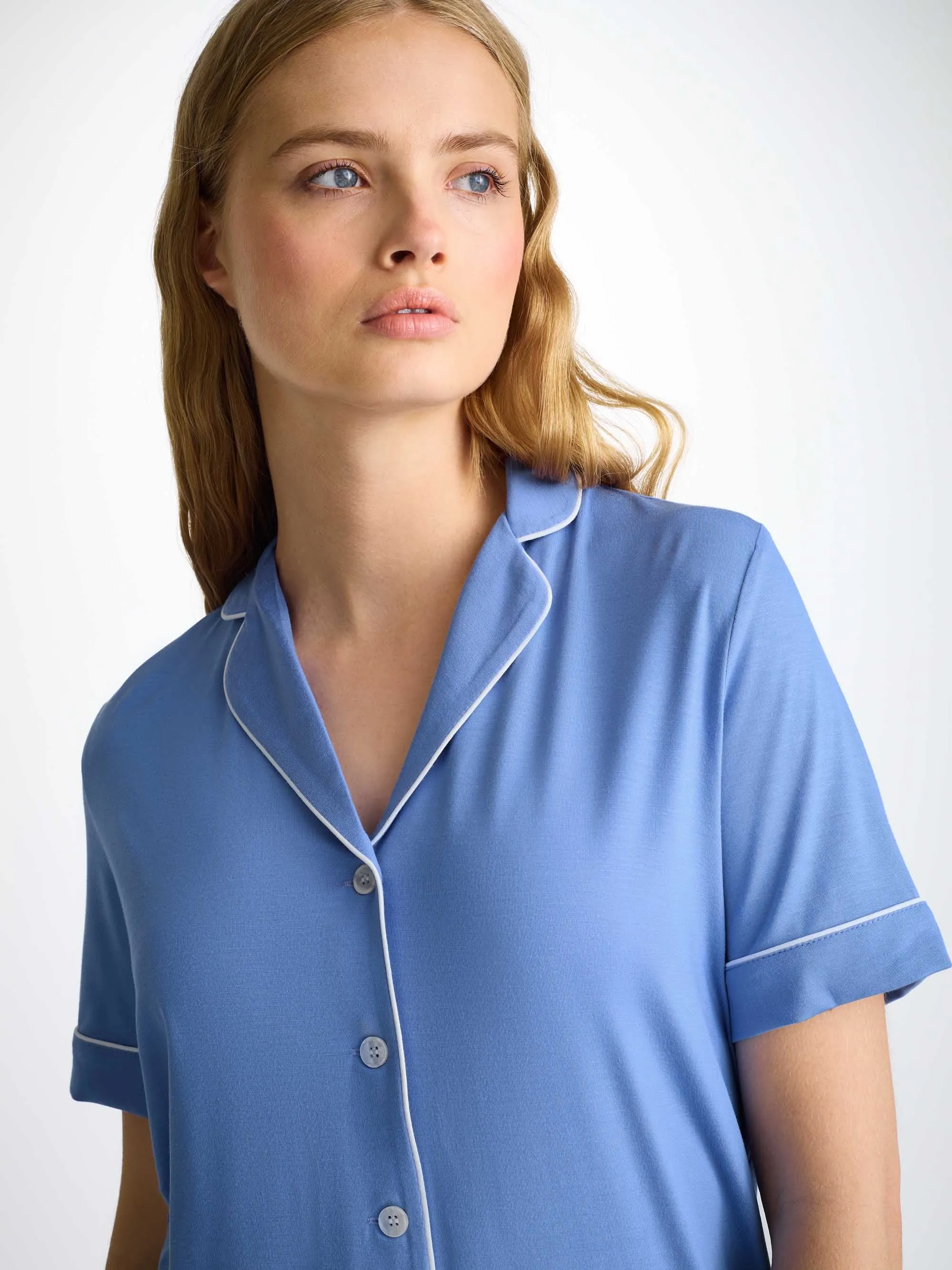 Women's Short Pajamas Lara Micro Modal Stretch Cornflower Blue sold by Derek Rose product image thumbnail 5