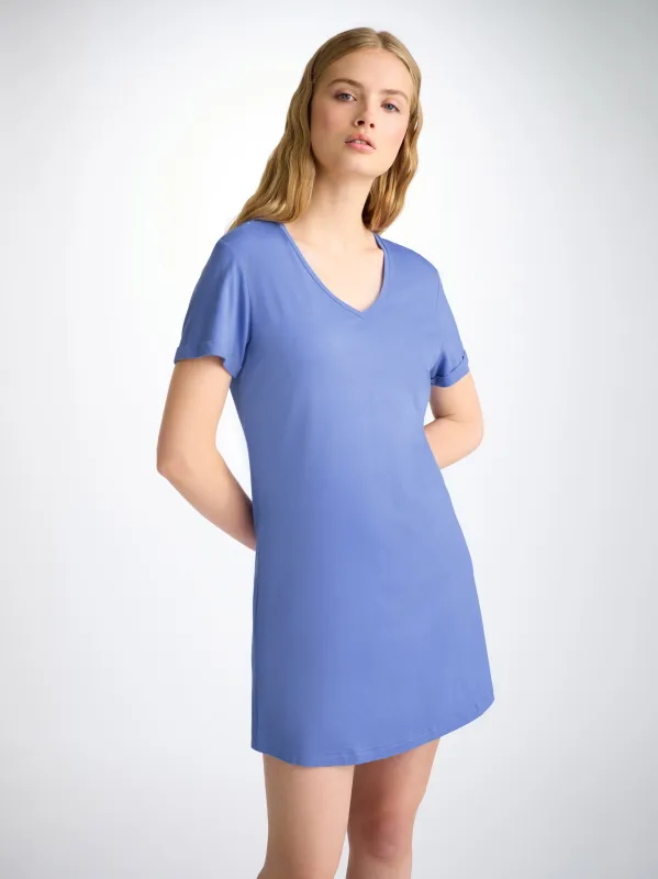 Women's V-Neck Sleep T-Shirt Lara Micro Modal Stretch Cornflower Blue sold by Derek Rose