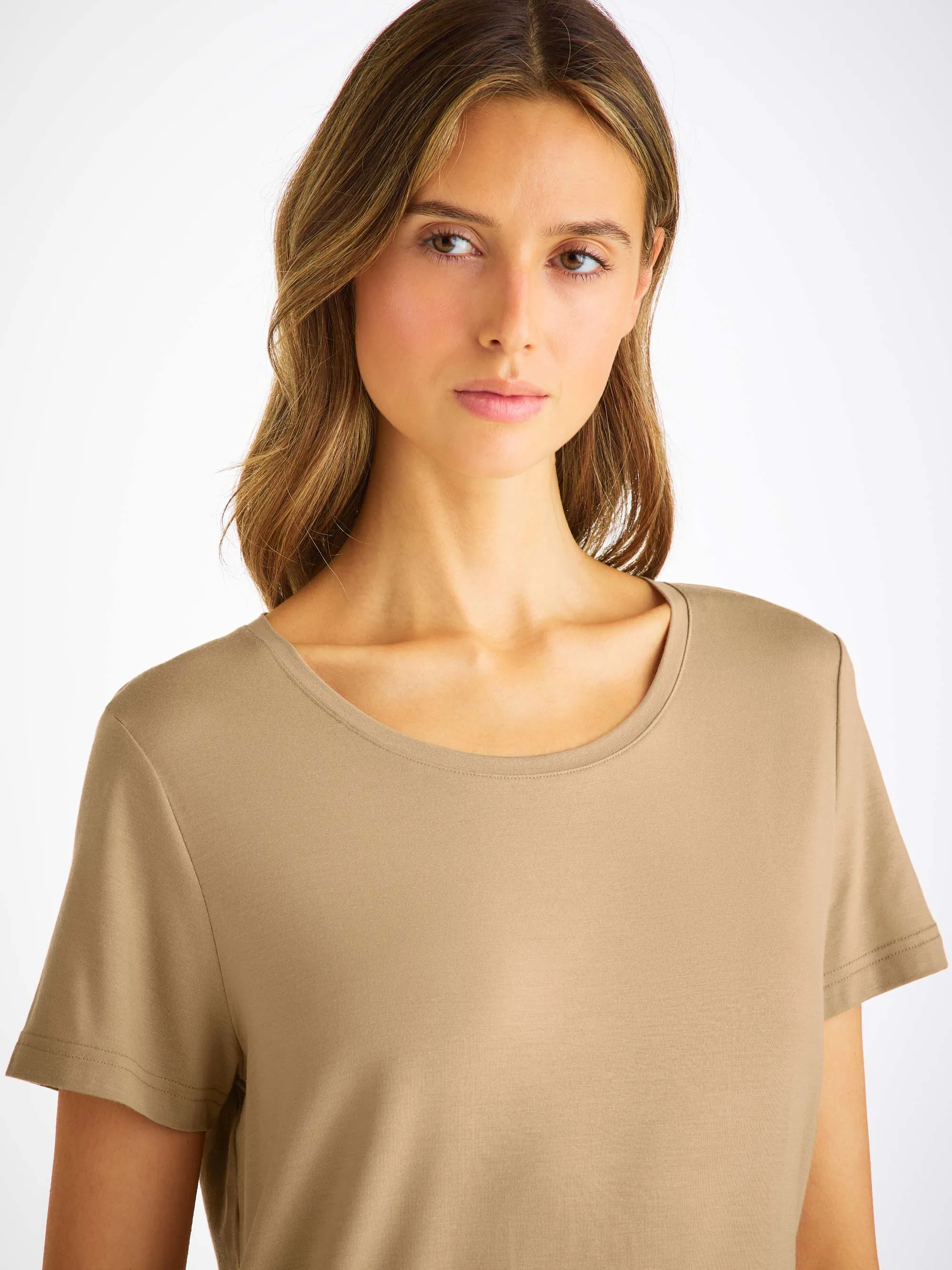 Women's T-Shirt Lara Micro Modal Stretch Camel sold by Derek Rose product image thumbnail 5