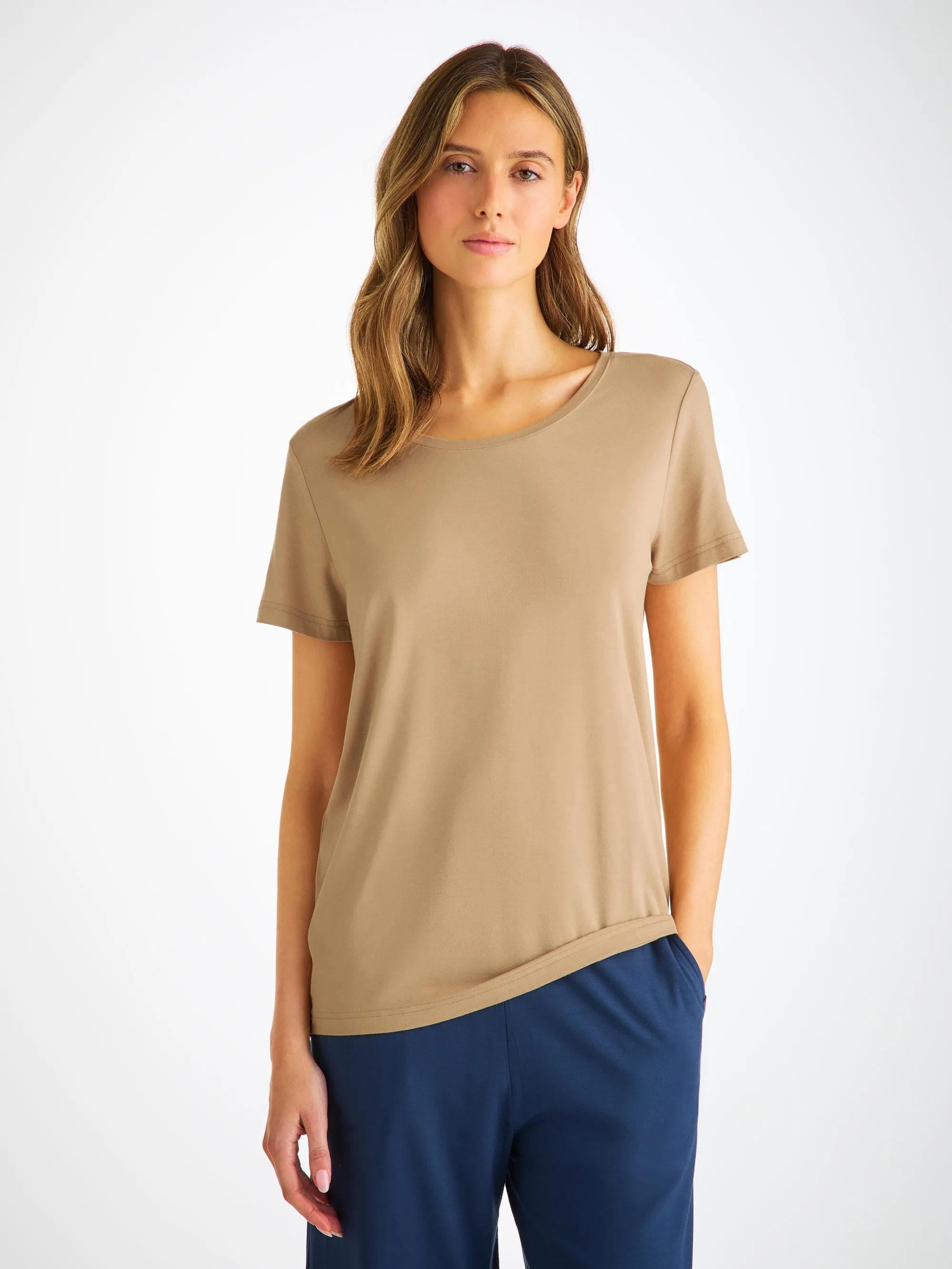 Women's T-Shirt Lara Micro Modal Stretch Camel sold by Derek Rose