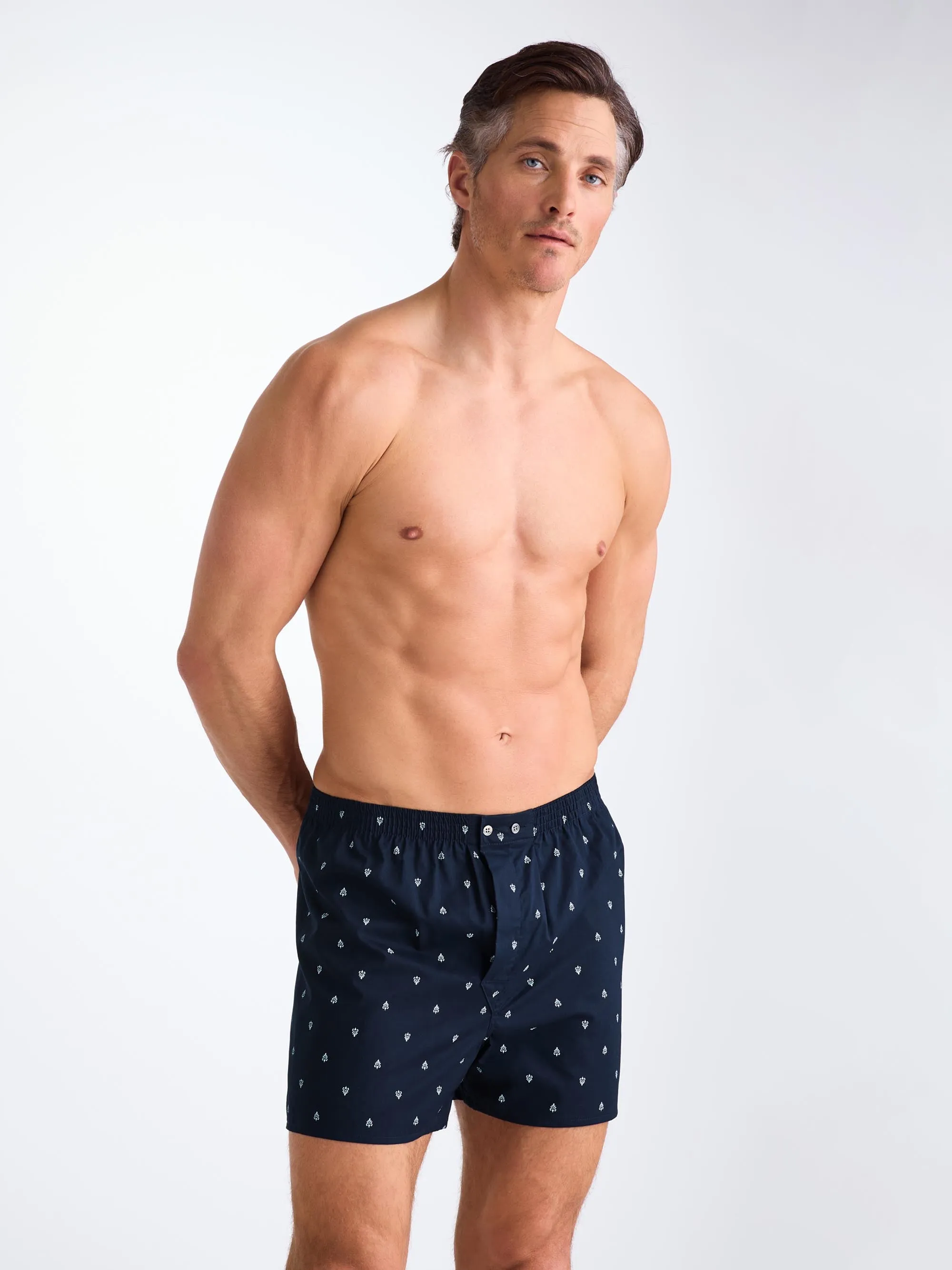 Men's Classic Fit Boxers Cotton Batiste Navy Paisley Motif sold by Derek Rose product image thumbnail 2