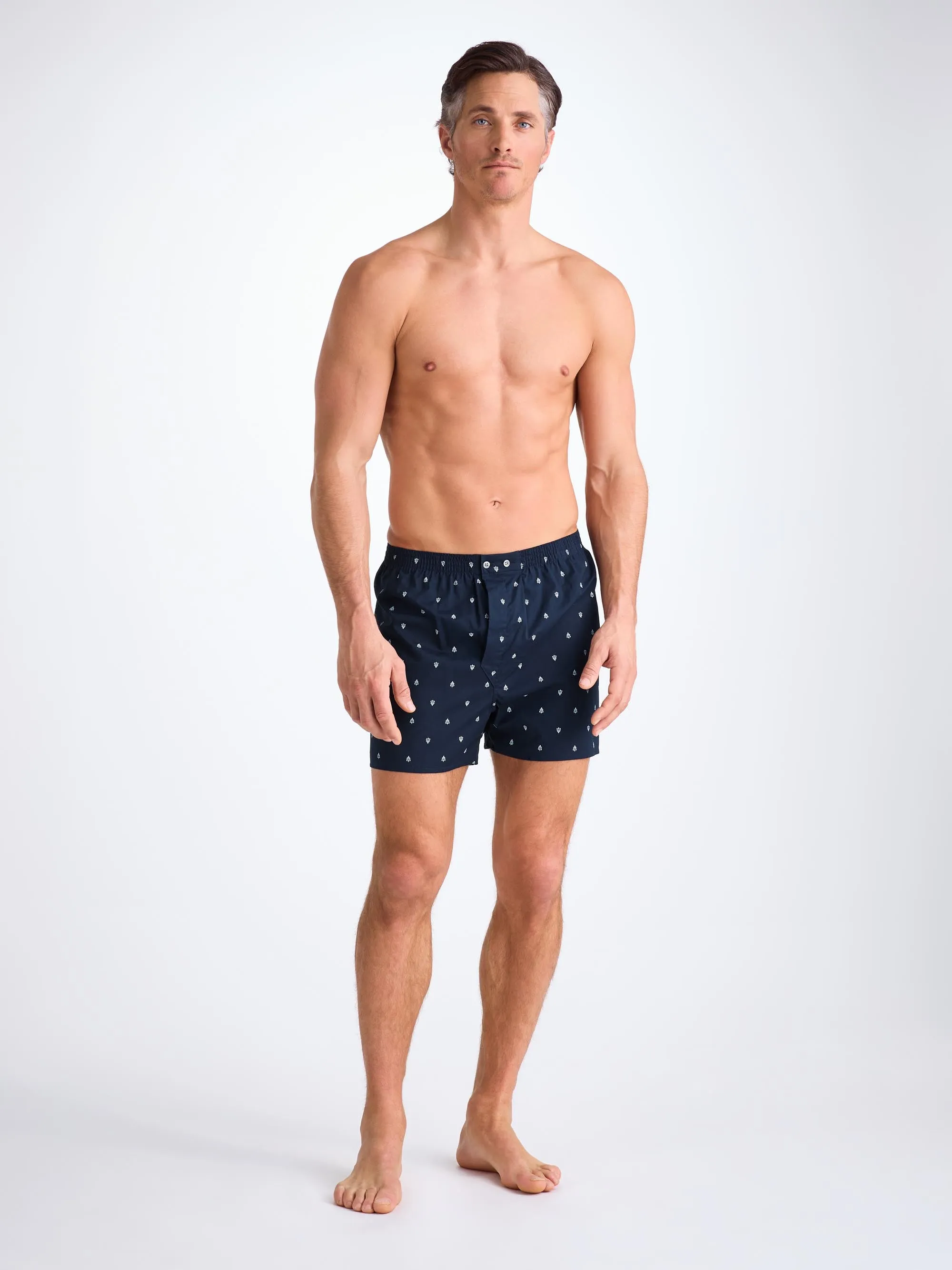 Men's Classic Fit Boxers Cotton Batiste Navy Paisley Motif sold by Derek Rose product image thumbnail 4
