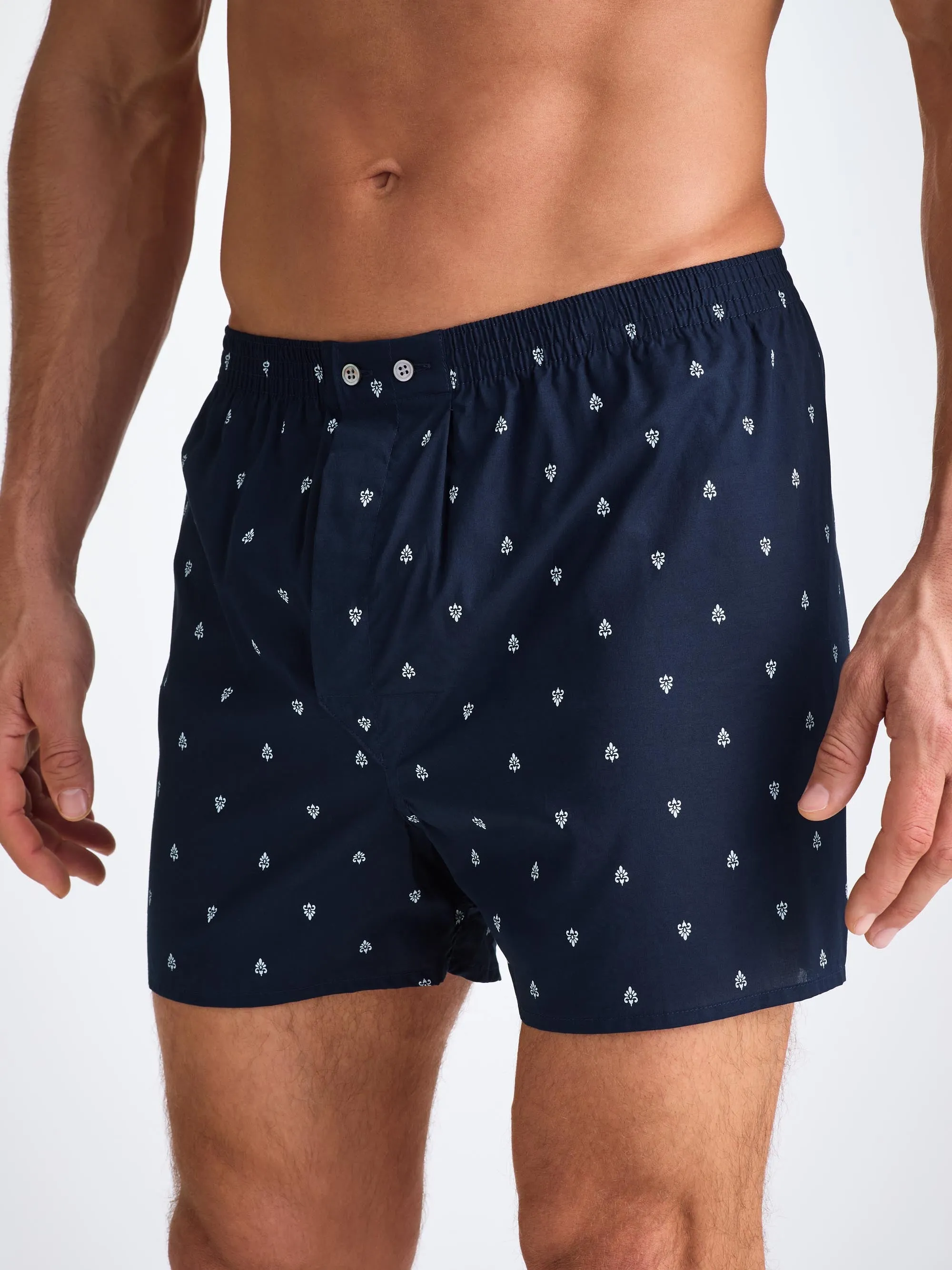 Men's Classic Fit Boxers Cotton Batiste Navy Paisley Motif sold by Derek Rose product image thumbnail 3