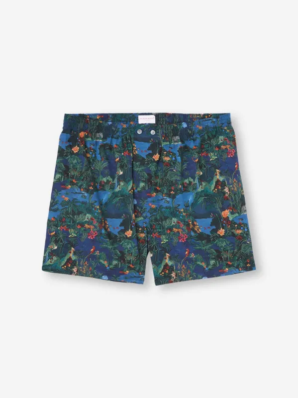 Men's Classic Fit Boxers Cotton Batiste Multi Midnight Jungle Print sold by Derek Rose
