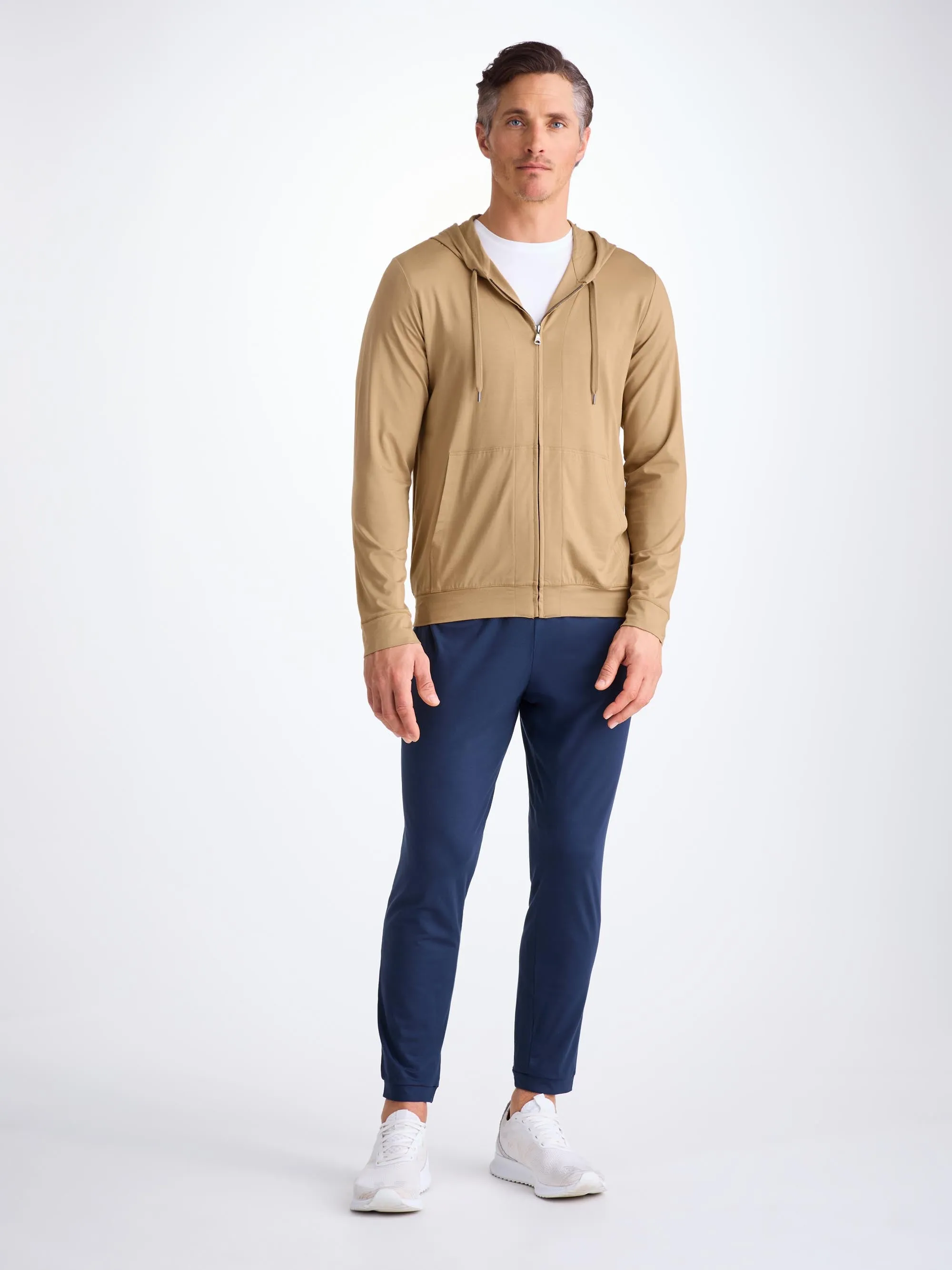 Men's Zip Up Hoodie Basel Micro Modal Stretch Camel sold by Derek Rose product image thumbnail 3