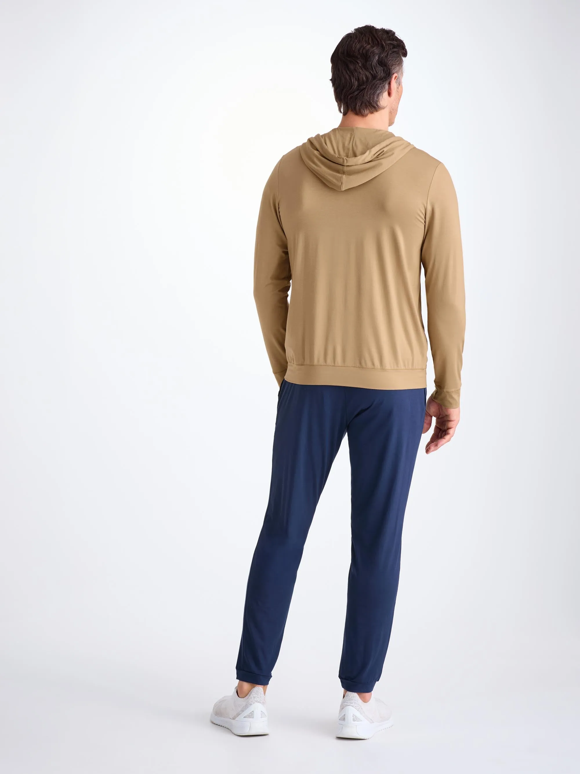 Men's Zip Up Hoodie Basel Micro Modal Stretch Camel sold by Derek Rose product image thumbnail 4