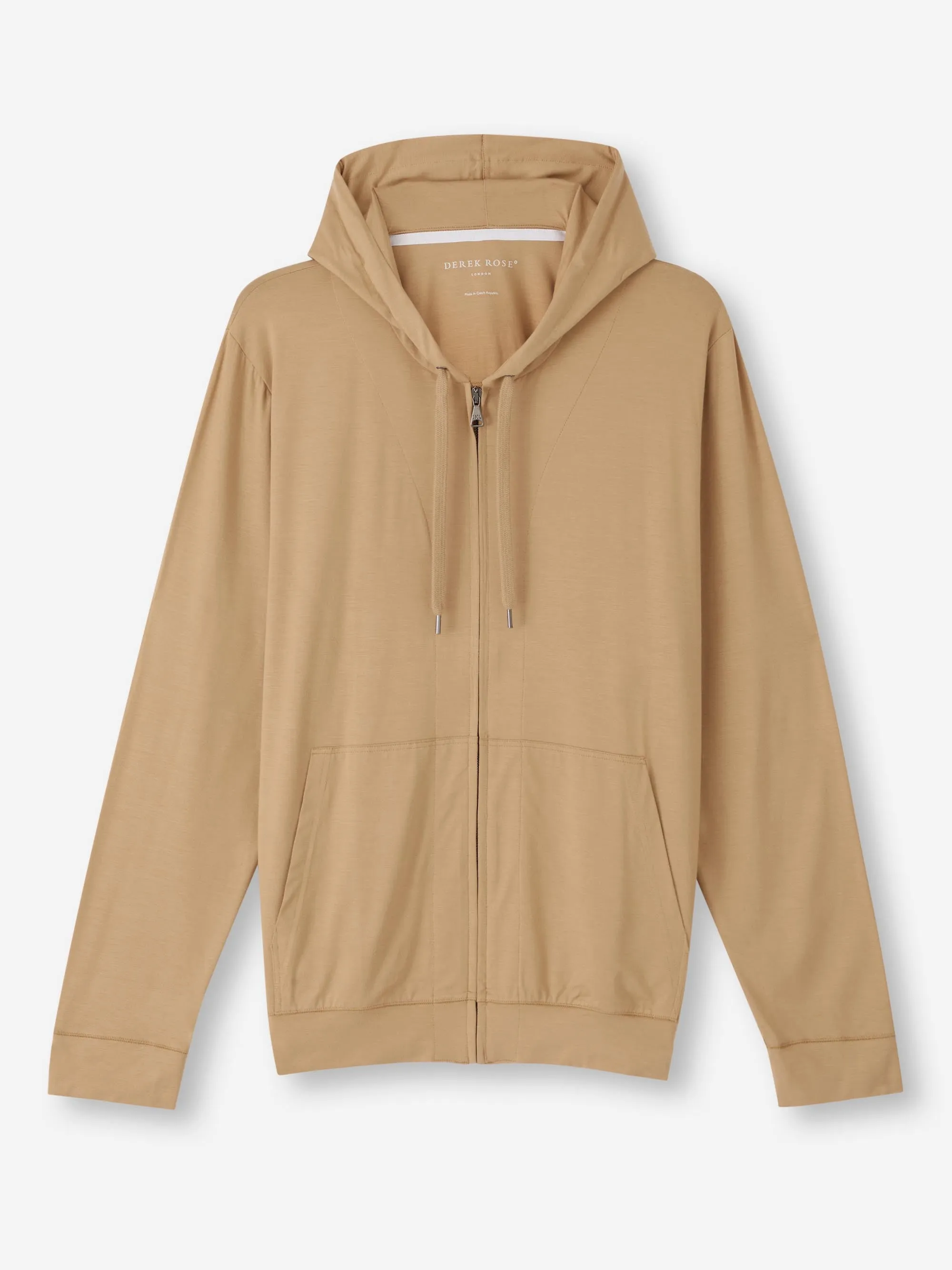 Men's Zip Up Hoodie Basel Micro Modal Stretch Camel sold by Derek Rose product image thumbnail 2
