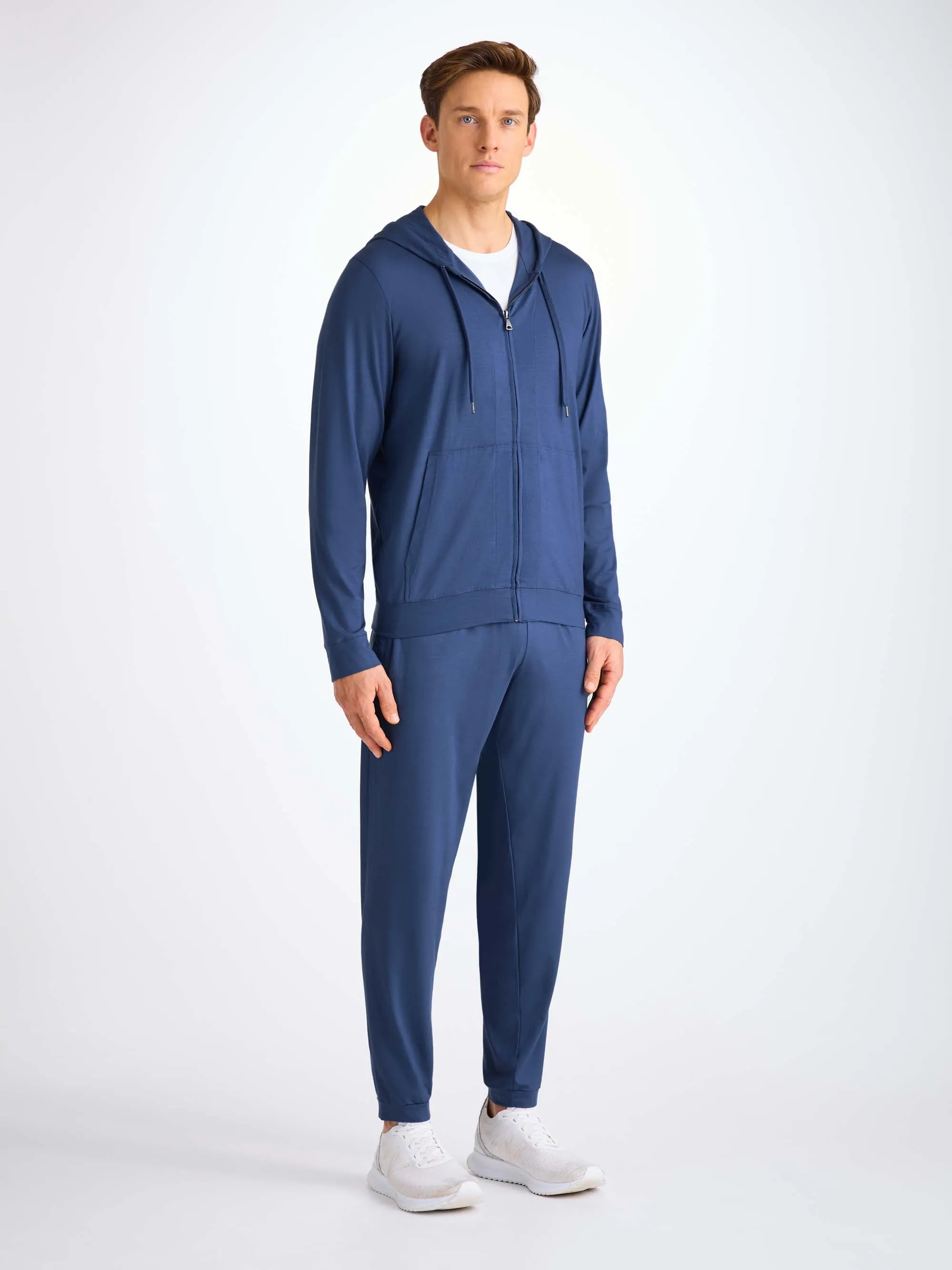 Men's Zip Up Hoodie Basel Micro Modal Stretch Sapphire sold by Derek Rose product image thumbnail 4