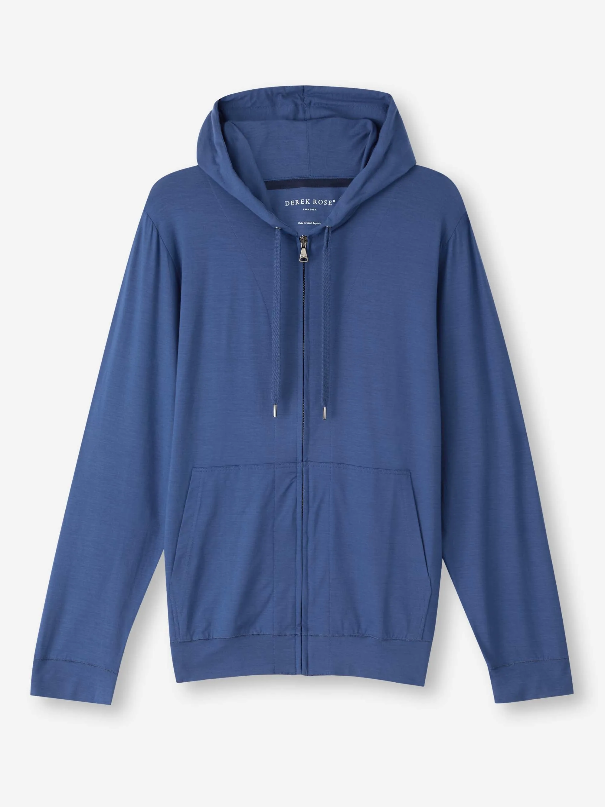 Men's Zip Up Hoodie Basel Micro Modal Stretch Sapphire sold by Derek Rose product image thumbnail 2